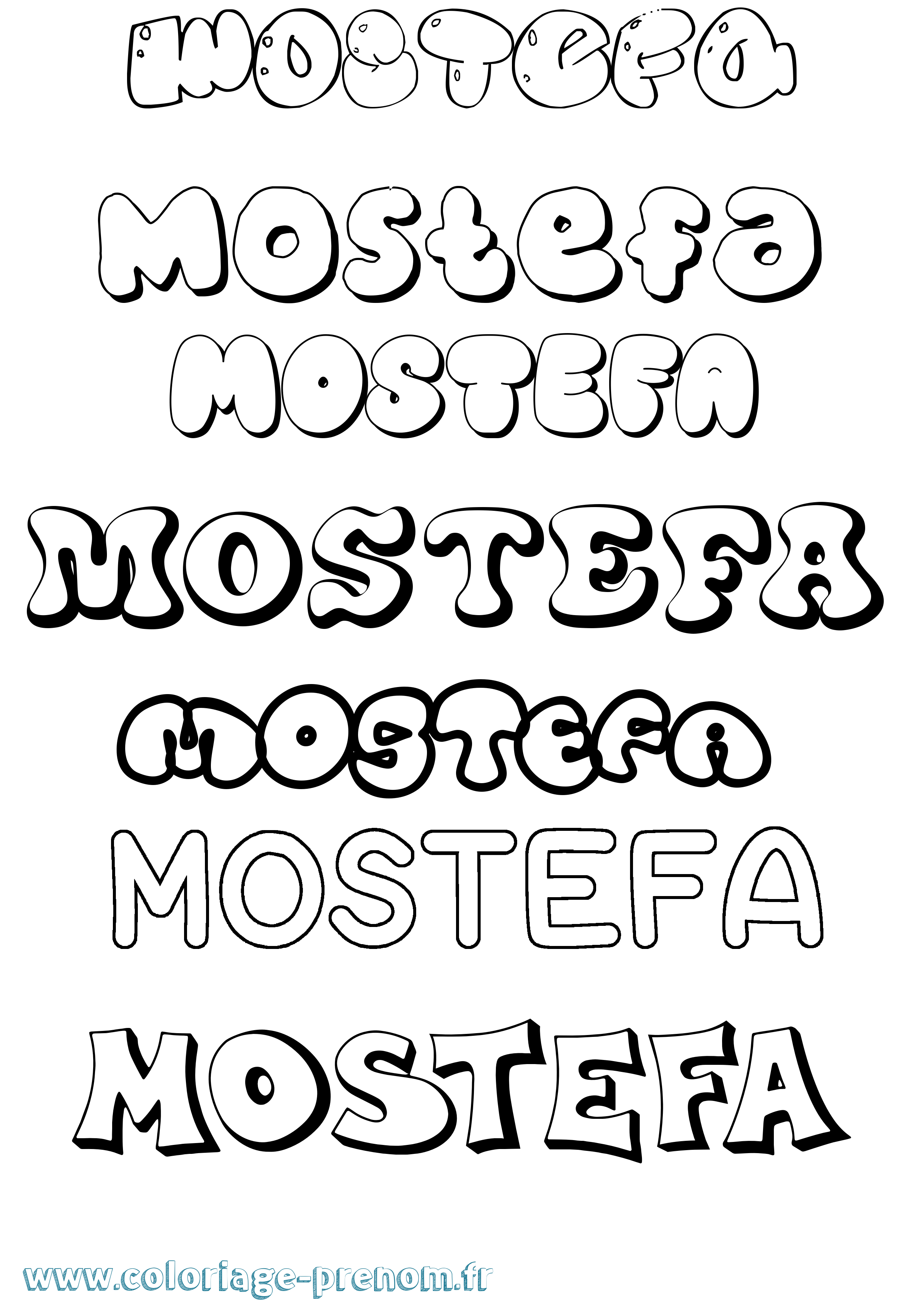 Coloriage Mostefa Bubble Coloriage prénom Mostefa Bubble