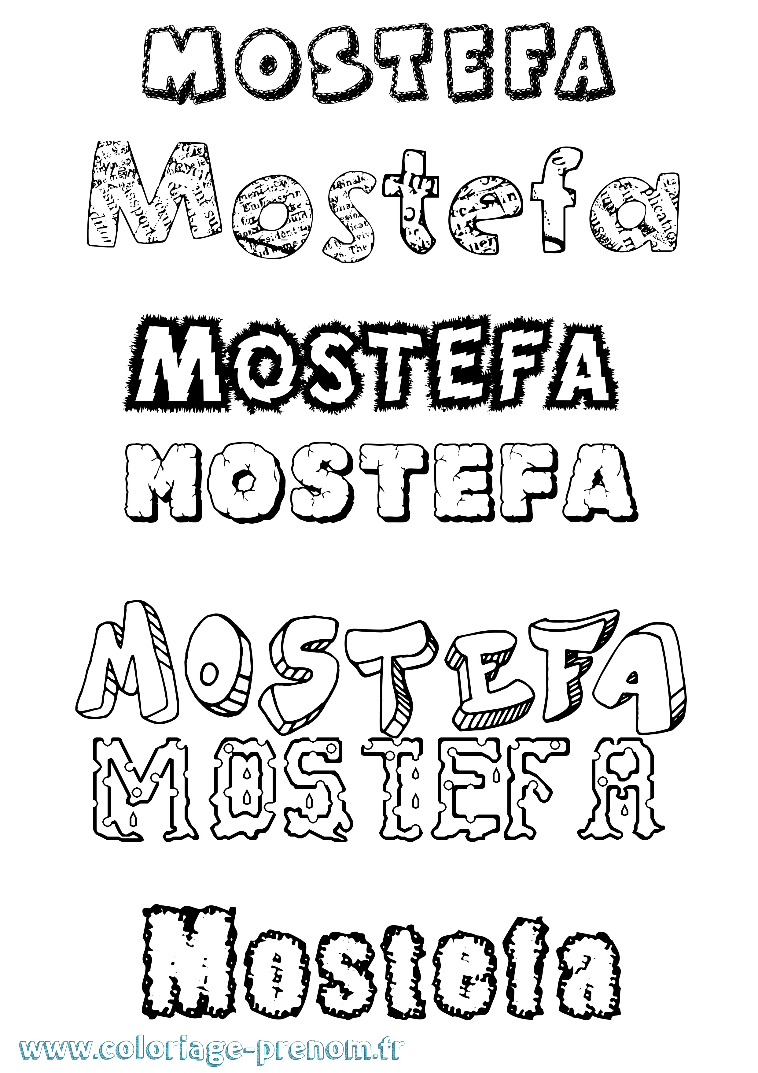 Coloriage Mostefa Destructuré Coloriage prénom Mostefa Destructuré
