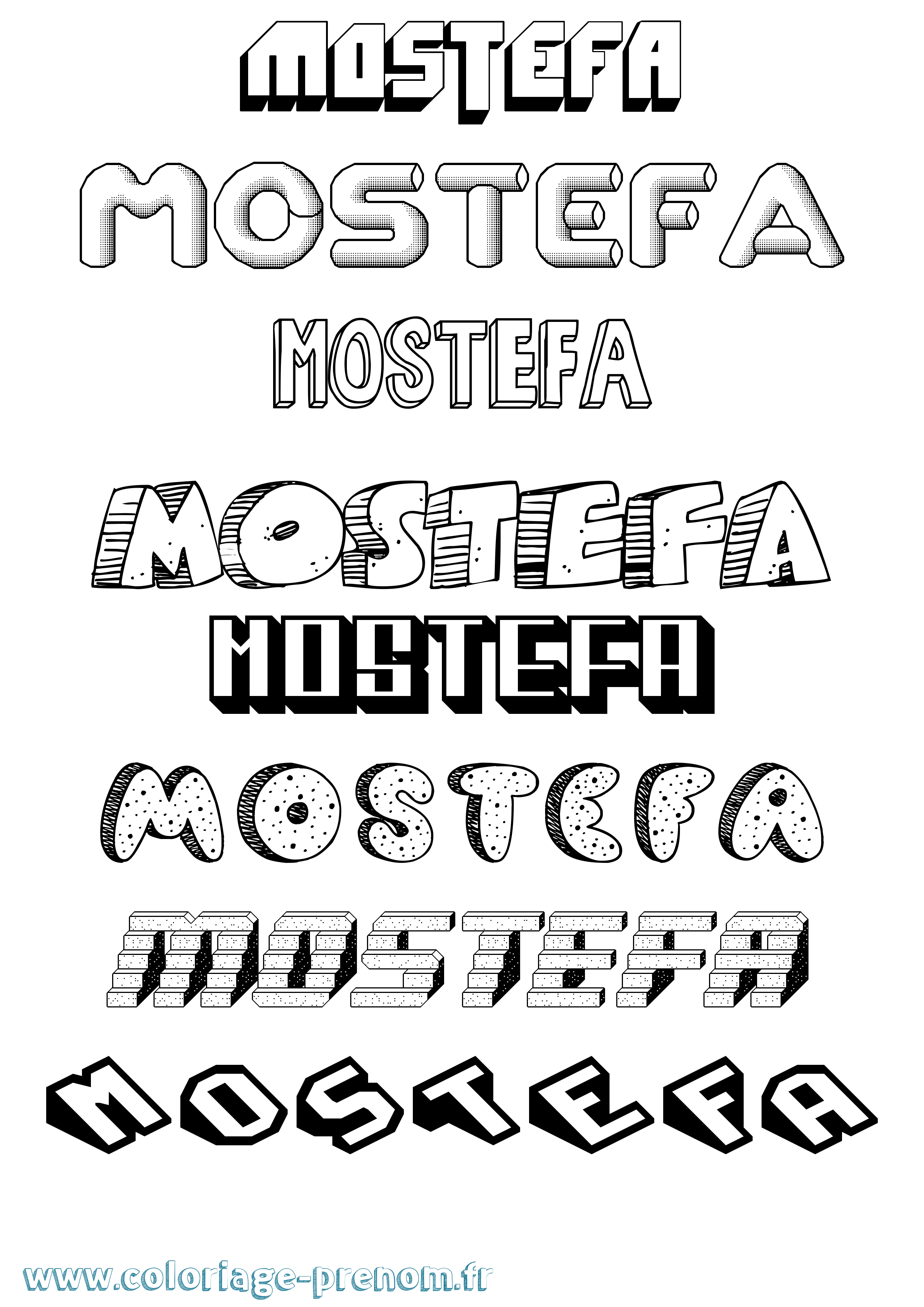 Coloriage Mostefa Effet 3D Coloriage prénom Mostefa Effet 3D