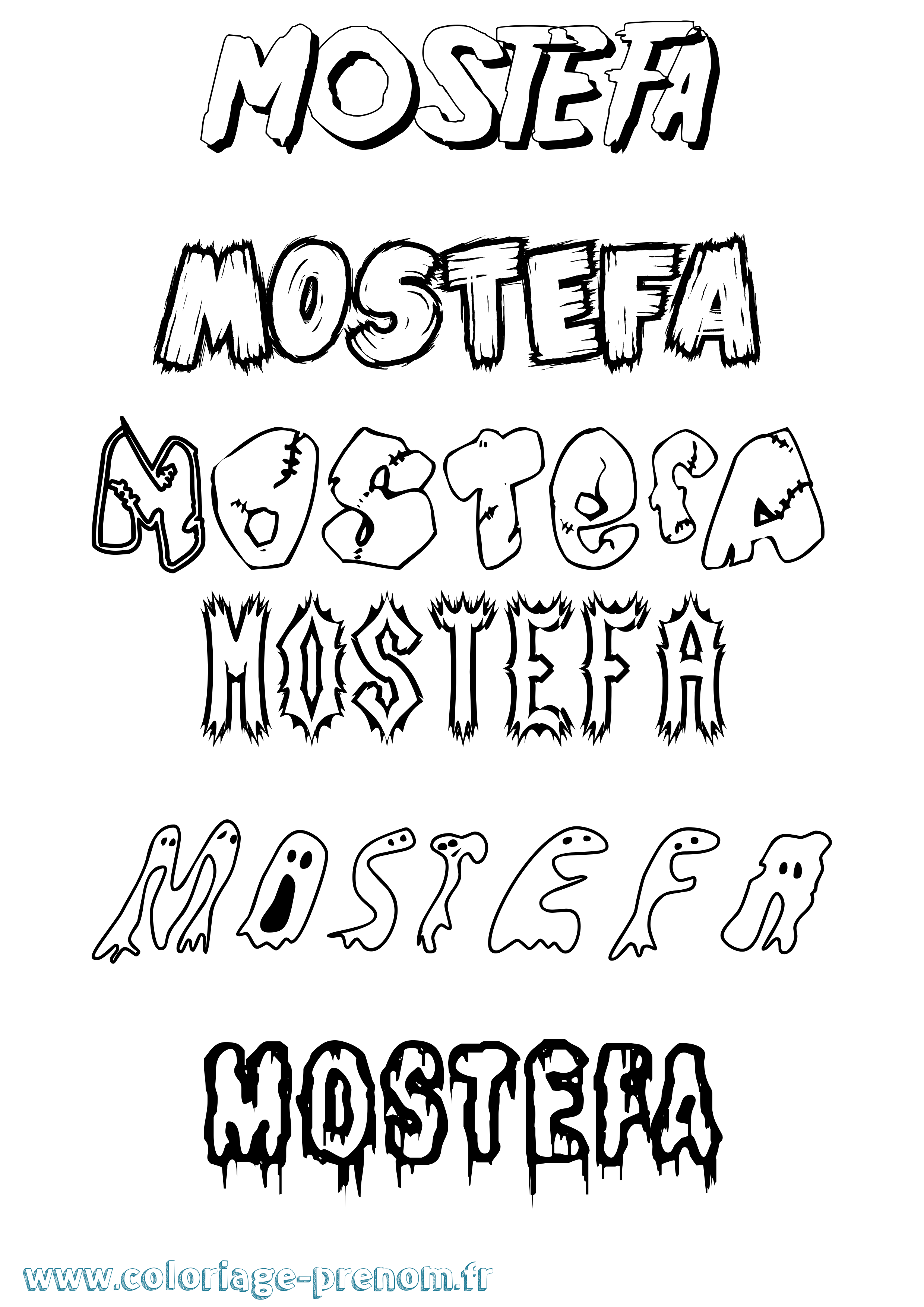Coloriage Mostefa Frisson Coloriage prénom Mostefa Frisson