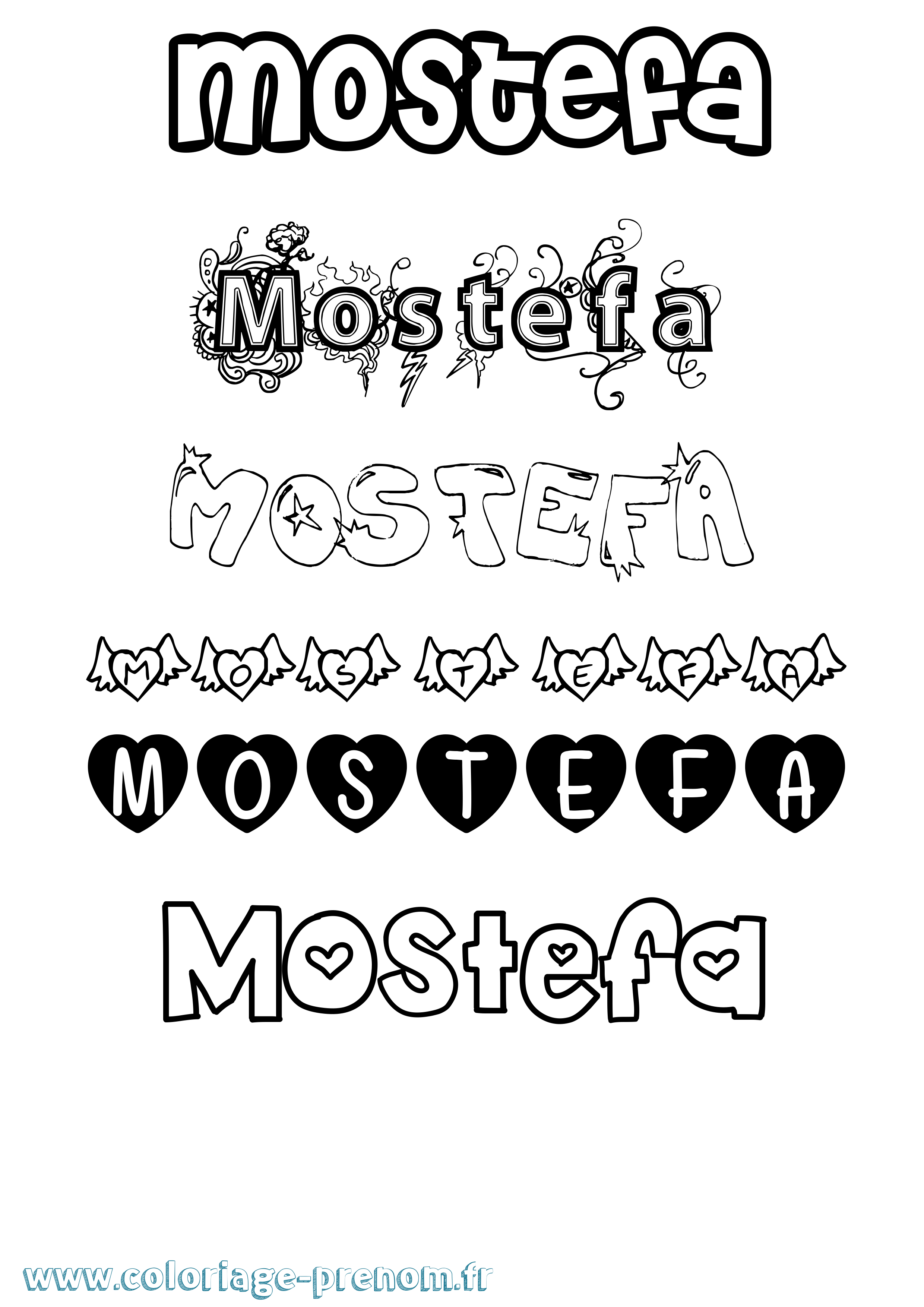 Coloriage Mostefa Girly Coloriage prénom Mostefa Girly
