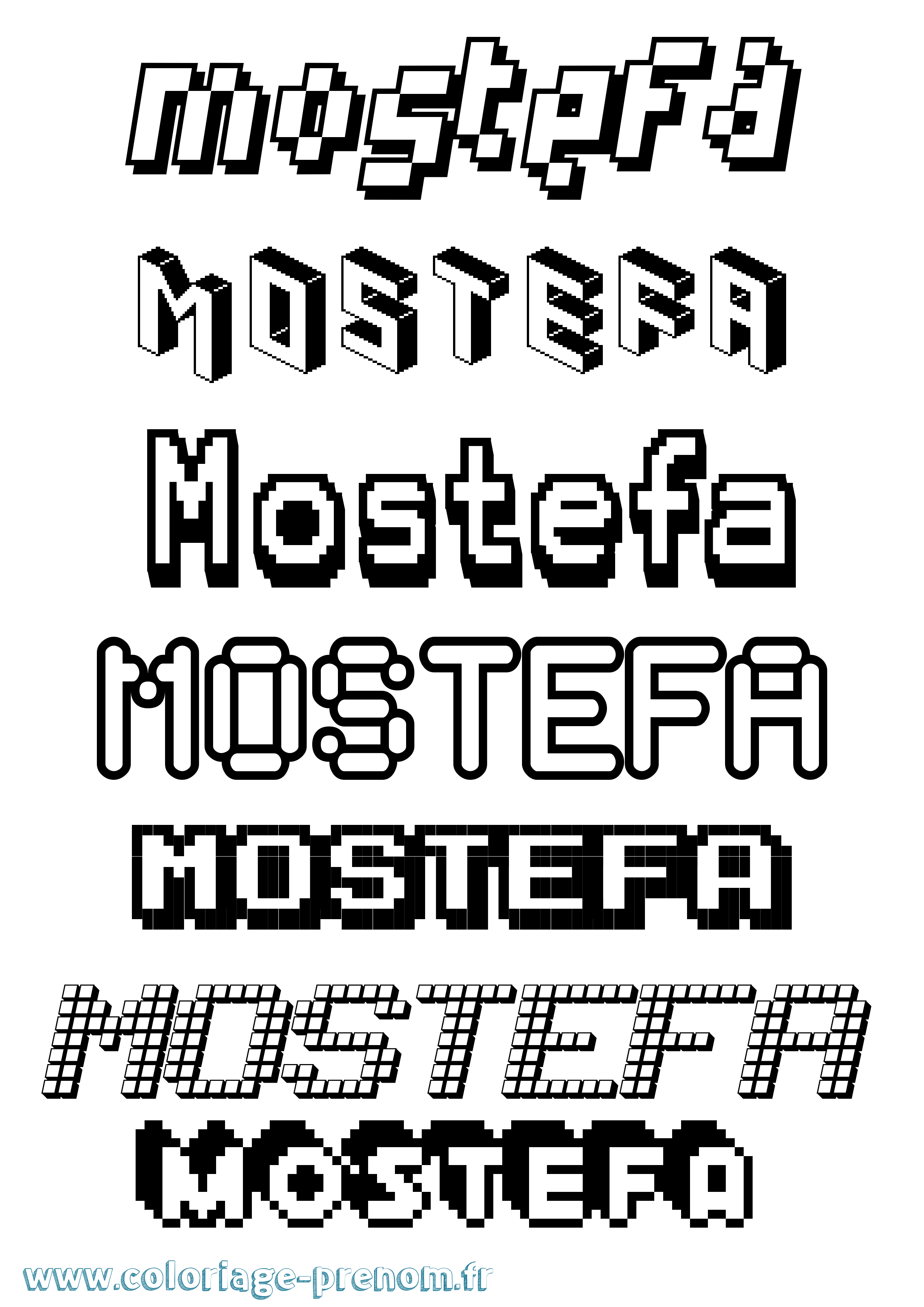 Coloriage Mostefa Pixel Coloriage prénom Mostefa Pixel