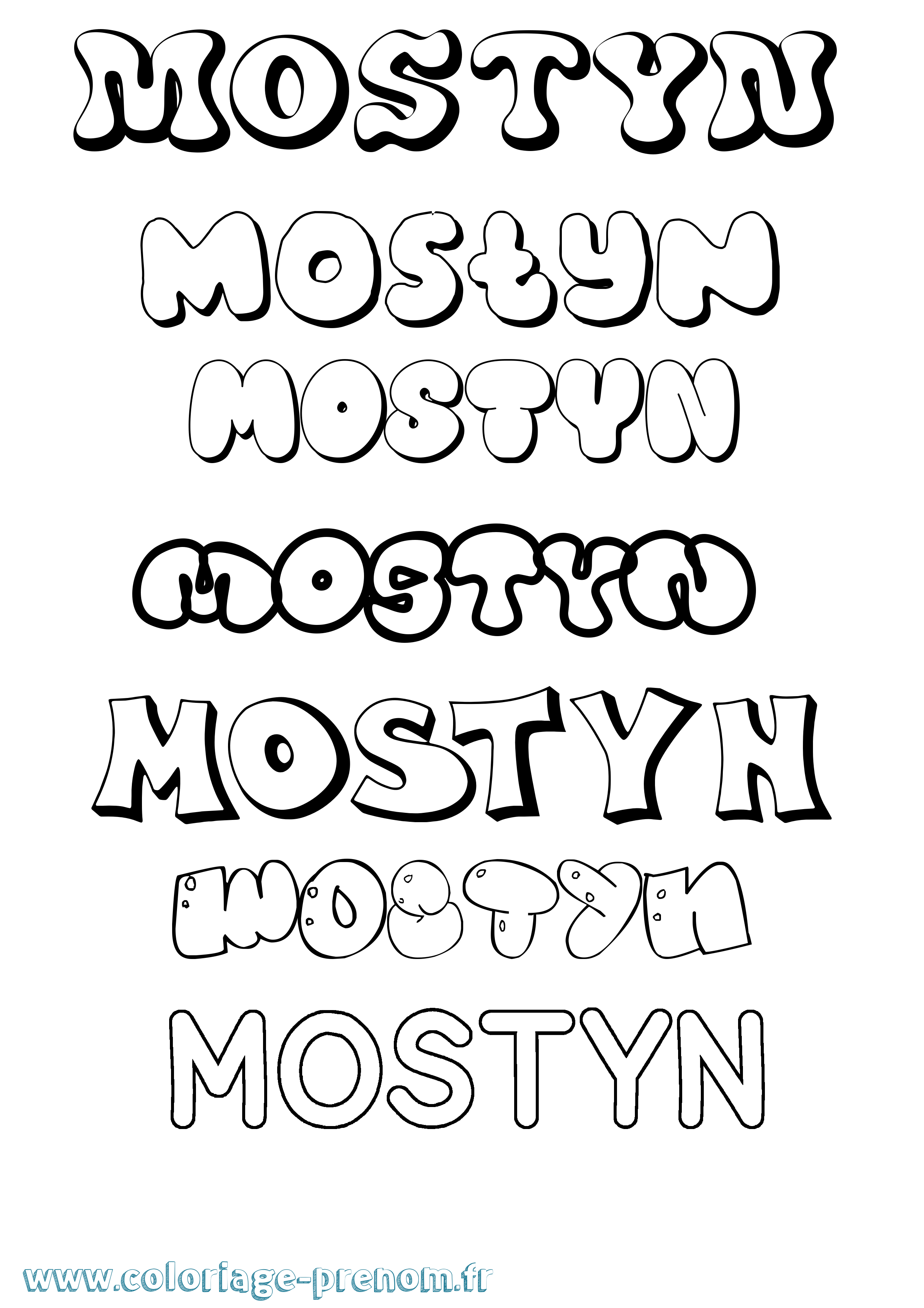 Coloriage Mostyn Bubble Coloriage prénom Mostyn Bubble