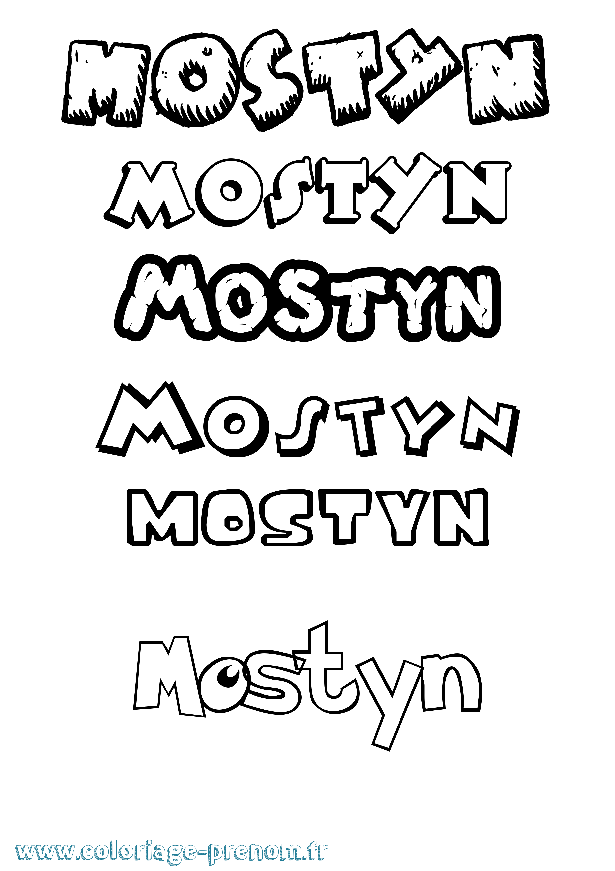 Coloriage Mostyn Dessin Animé Coloriage prénom Mostyn Dessin Animé