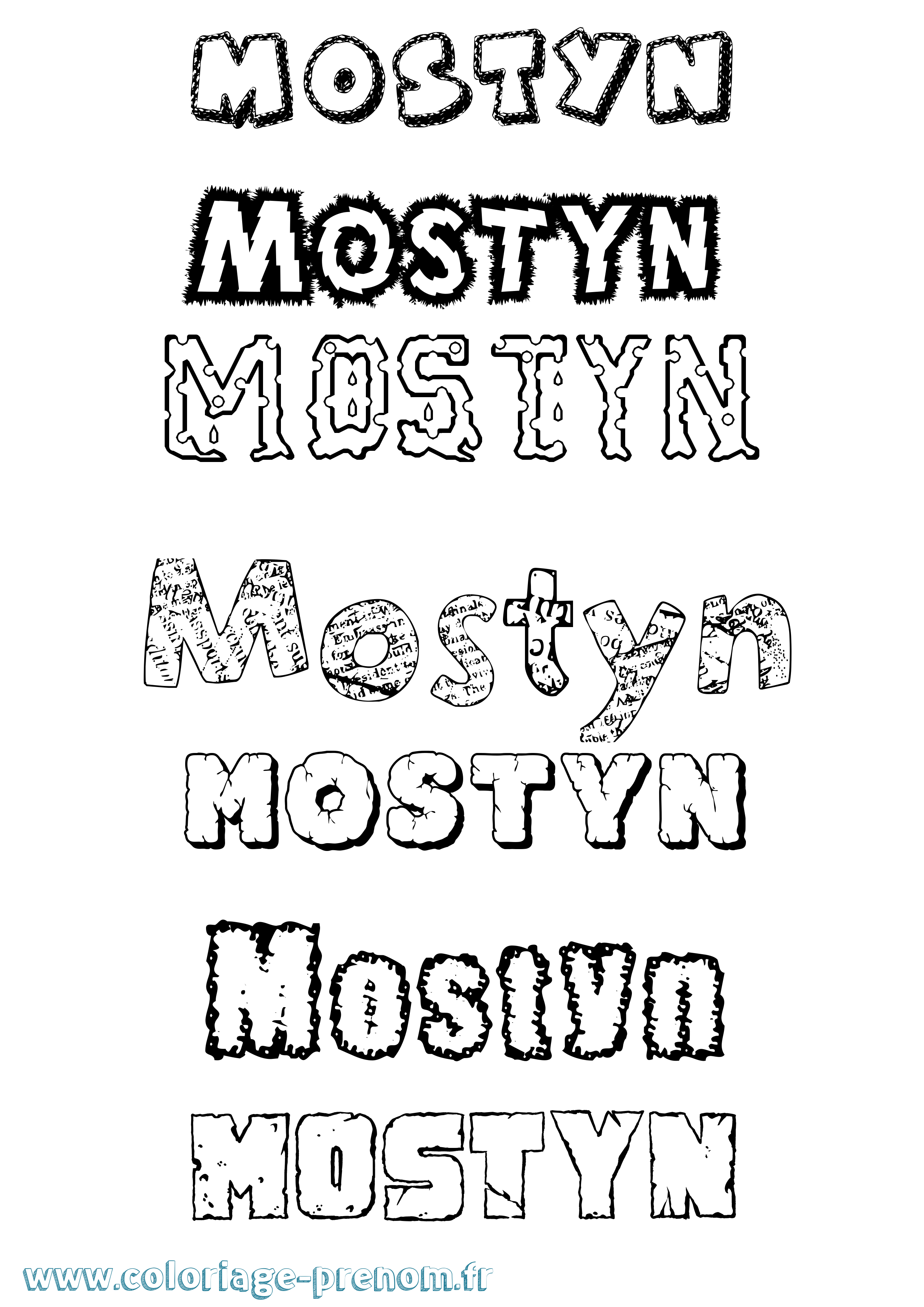 Coloriage Mostyn Destructuré Coloriage prénom Mostyn Destructuré