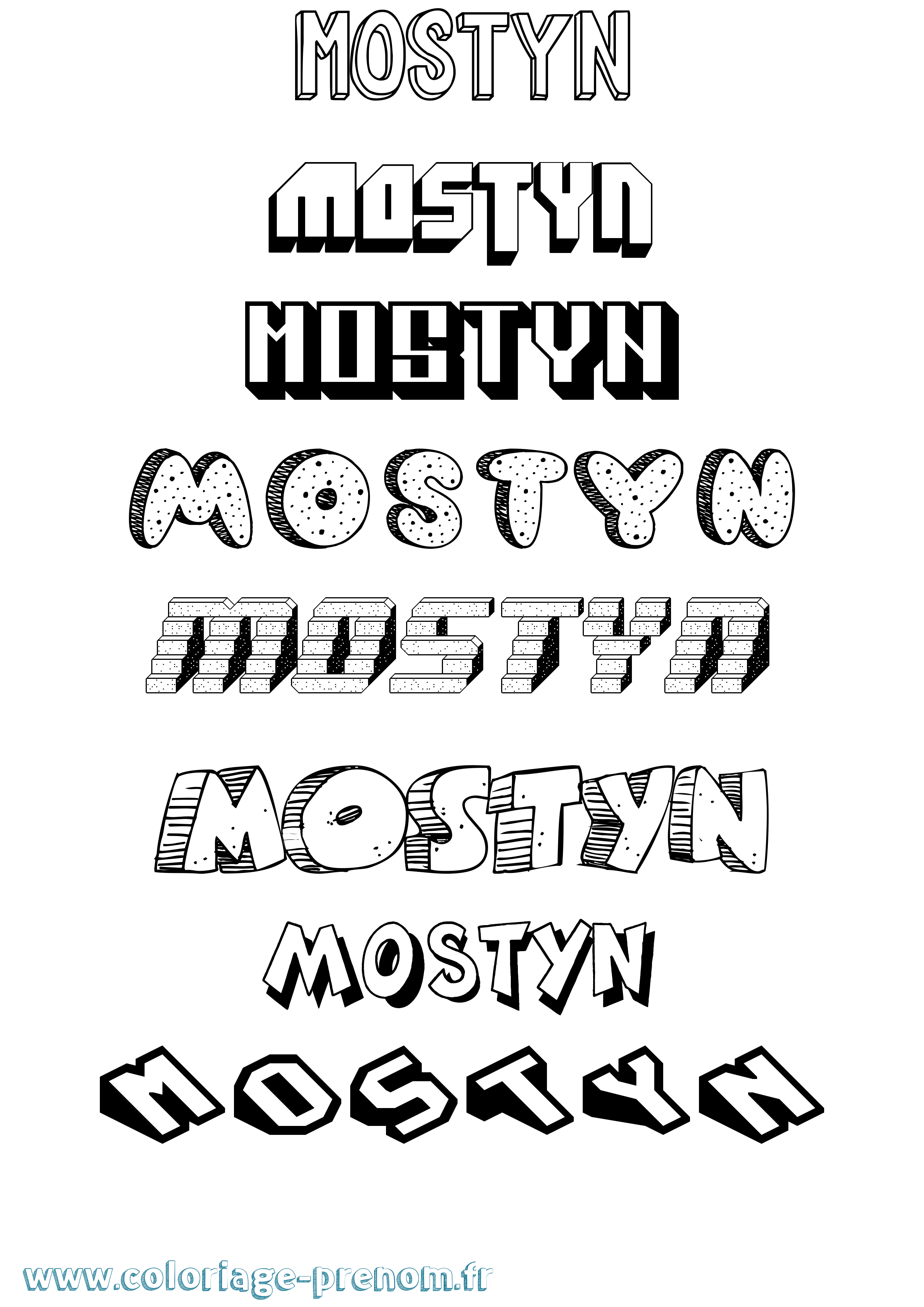 Coloriage Mostyn Effet 3D Coloriage prénom Mostyn Effet 3D