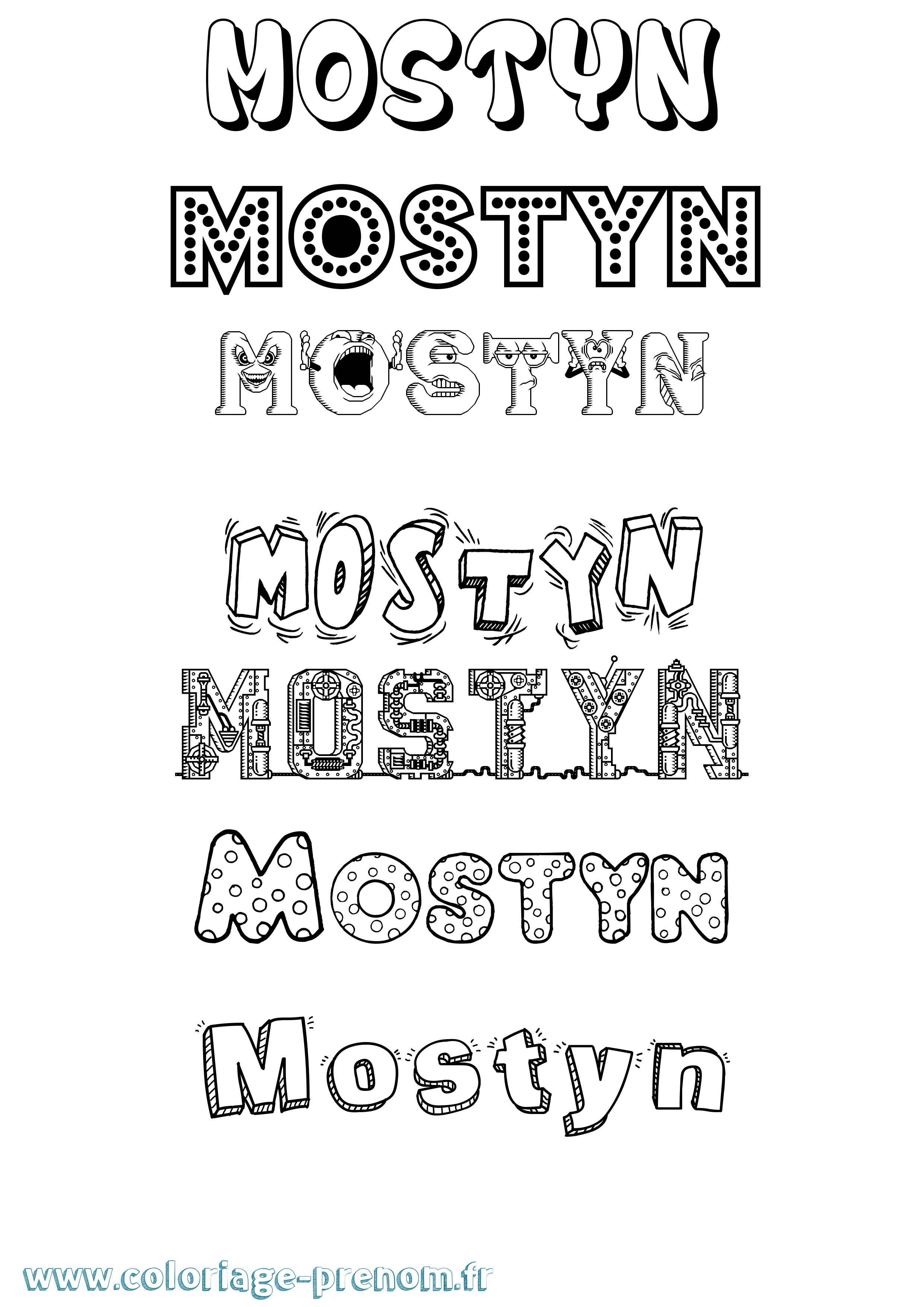 Coloriage Mostyn Fun Coloriage prénom Mostyn Fun