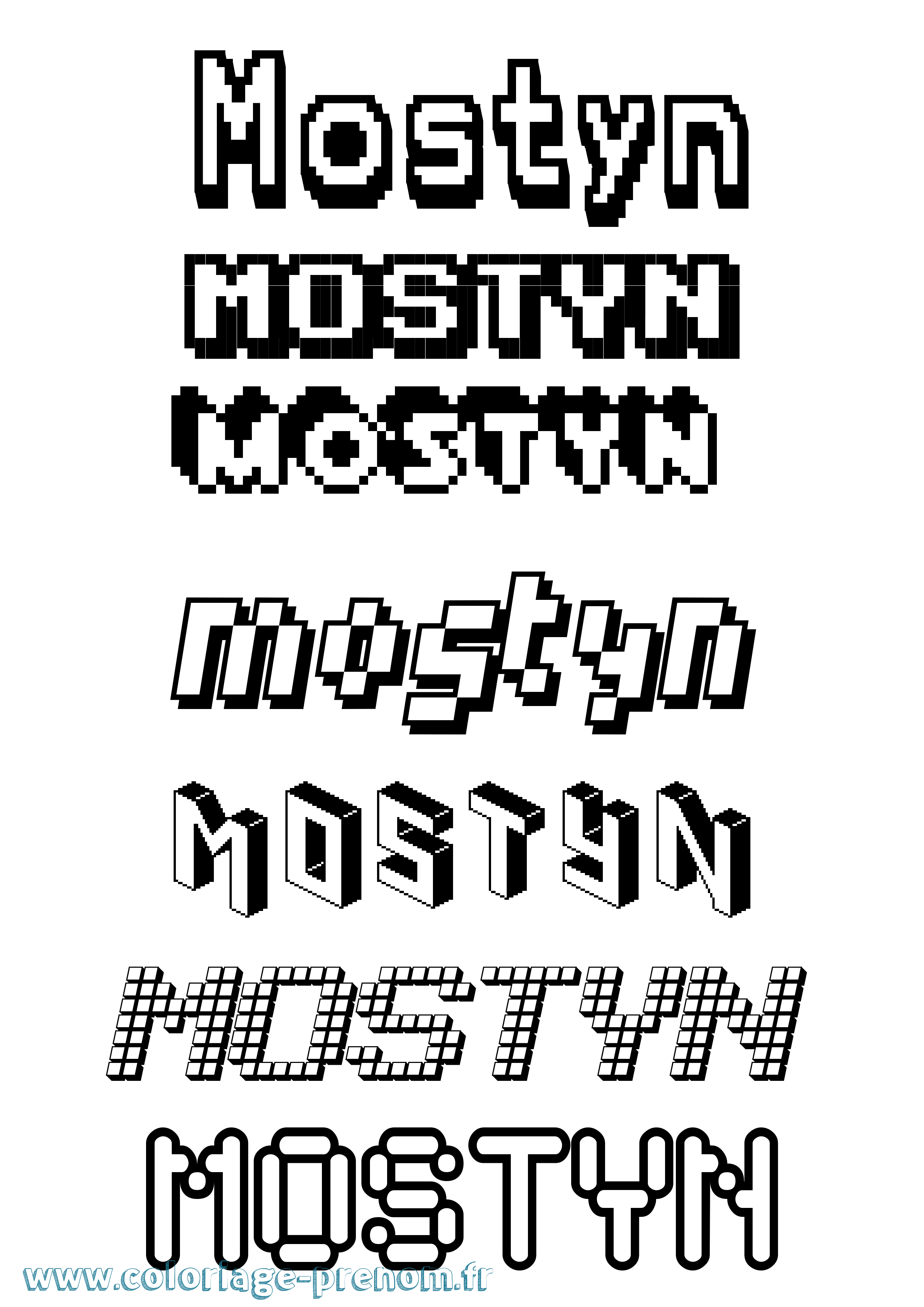 Coloriage Mostyn Pixel Coloriage prénom Mostyn Pixel