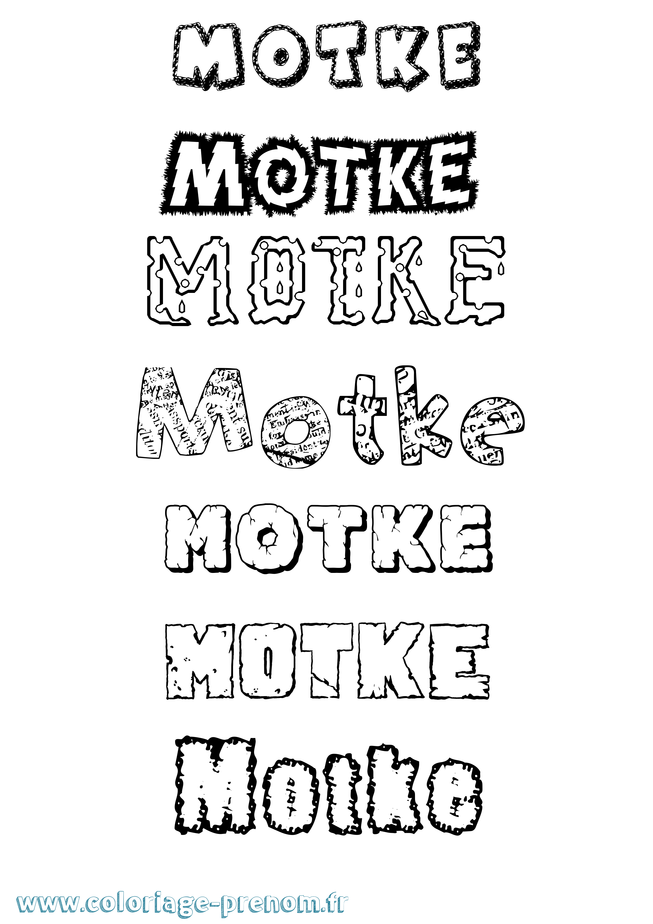 Coloriage Motke Destructuré Coloriage prénom Motke Destructuré