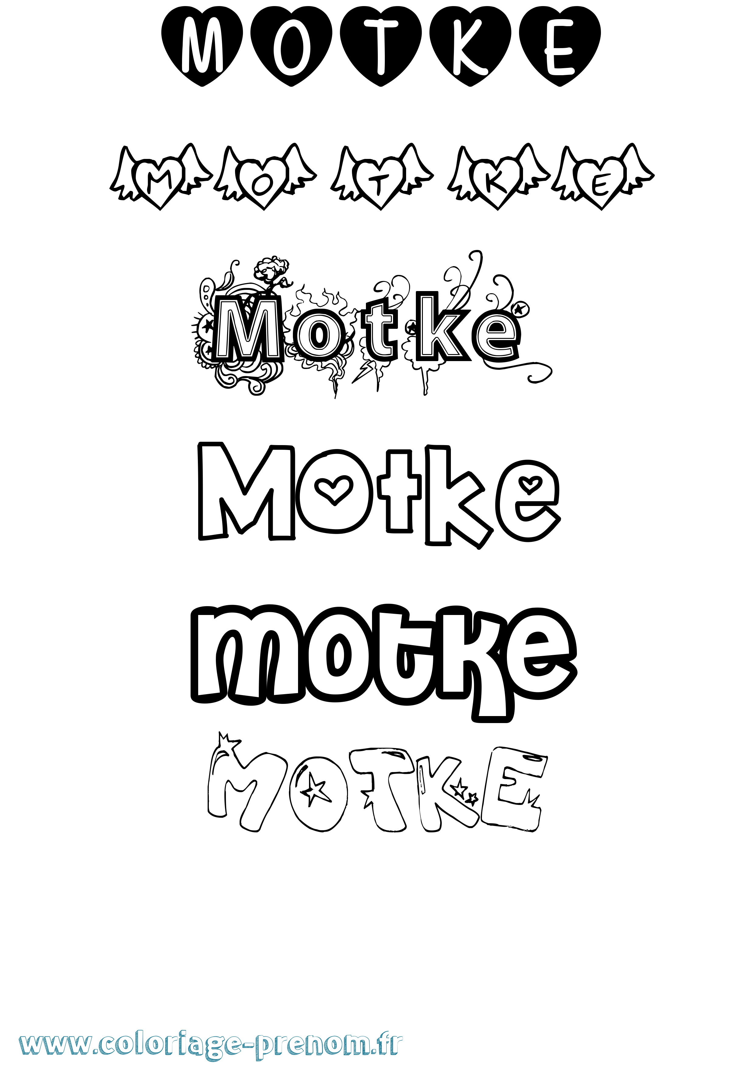 Coloriage Motke Girly Coloriage prénom Motke Girly