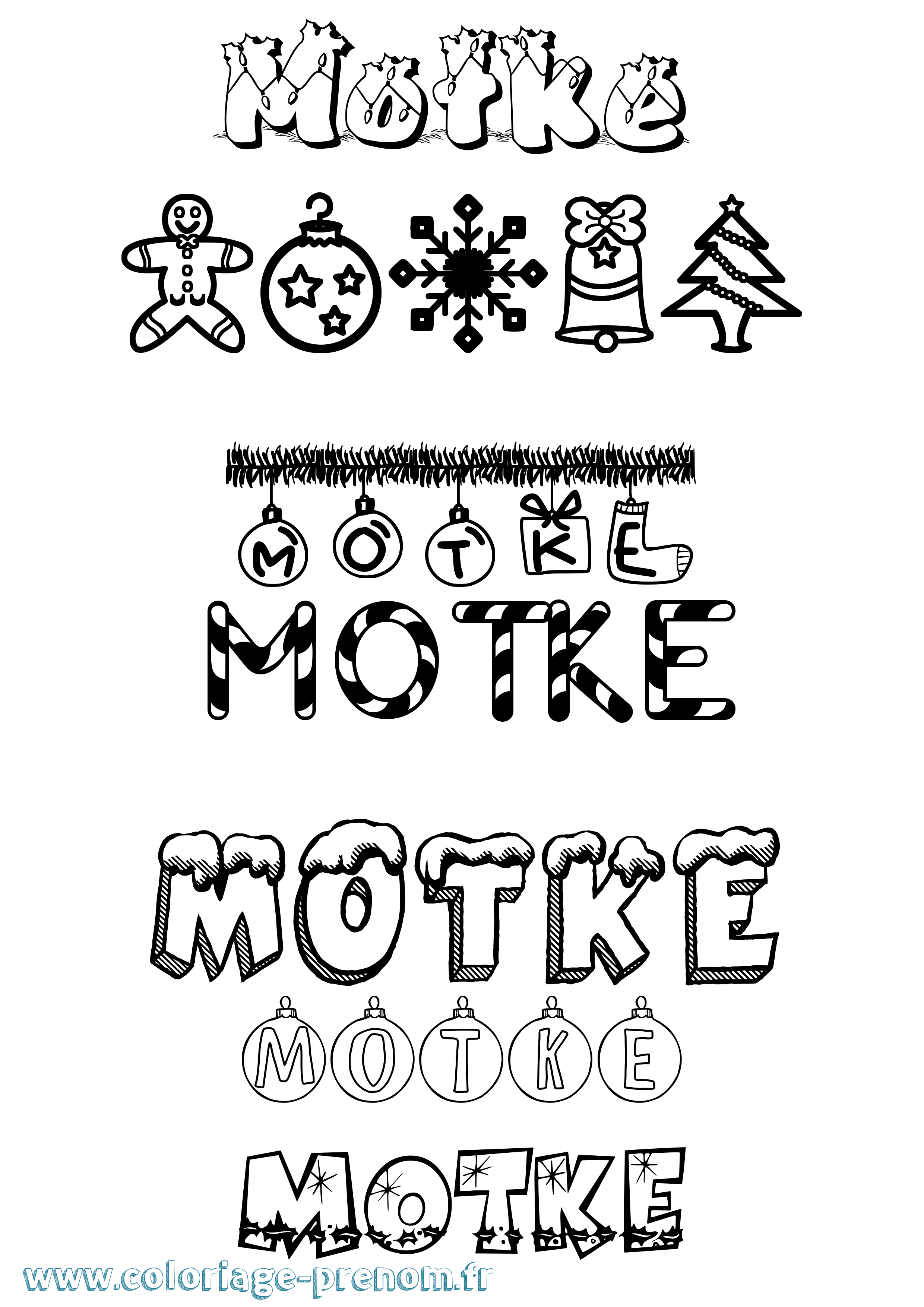 Coloriage Motke Noël Coloriage prénom Motke Noël