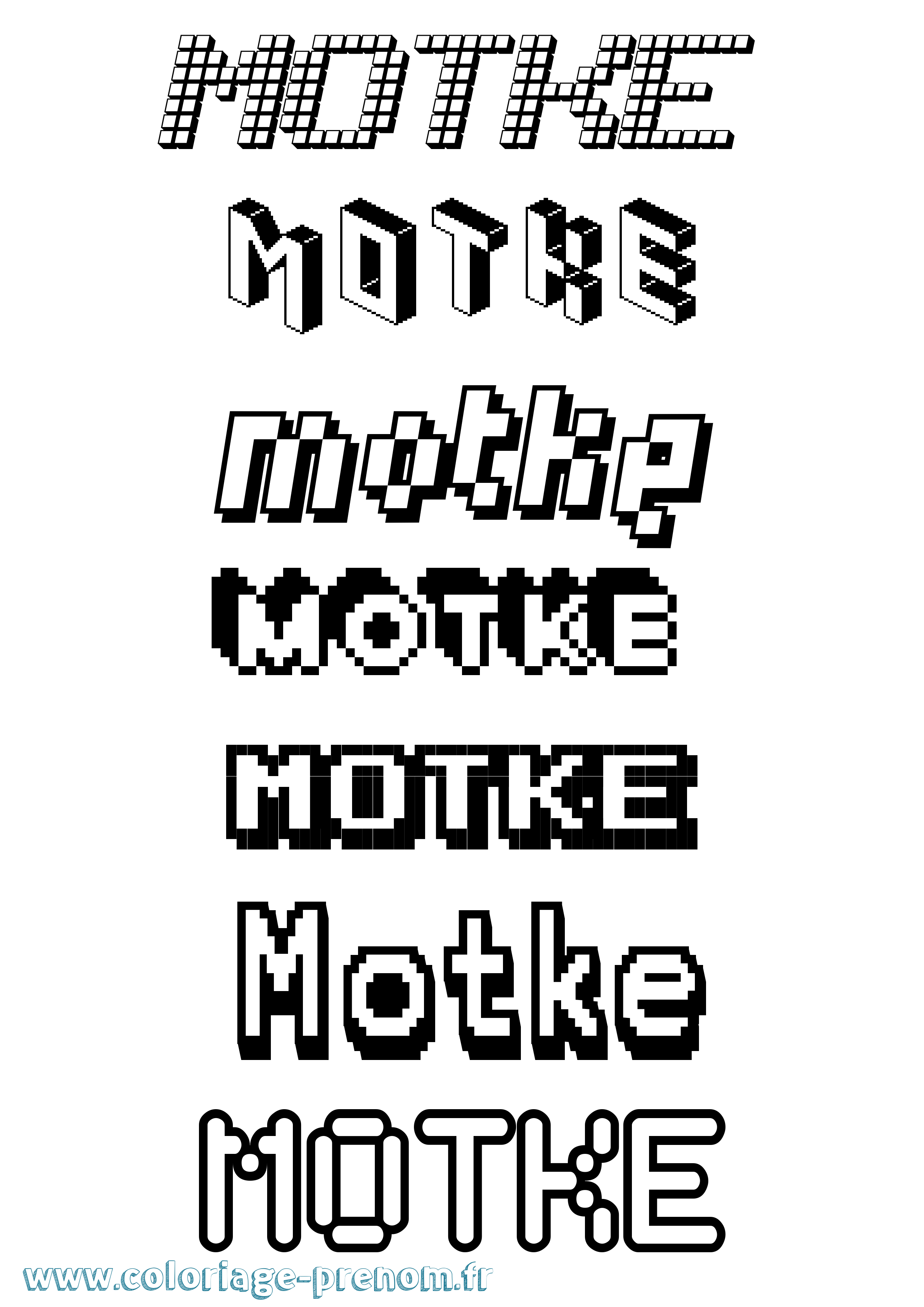 Coloriage Motke Pixel Coloriage prénom Motke Pixel