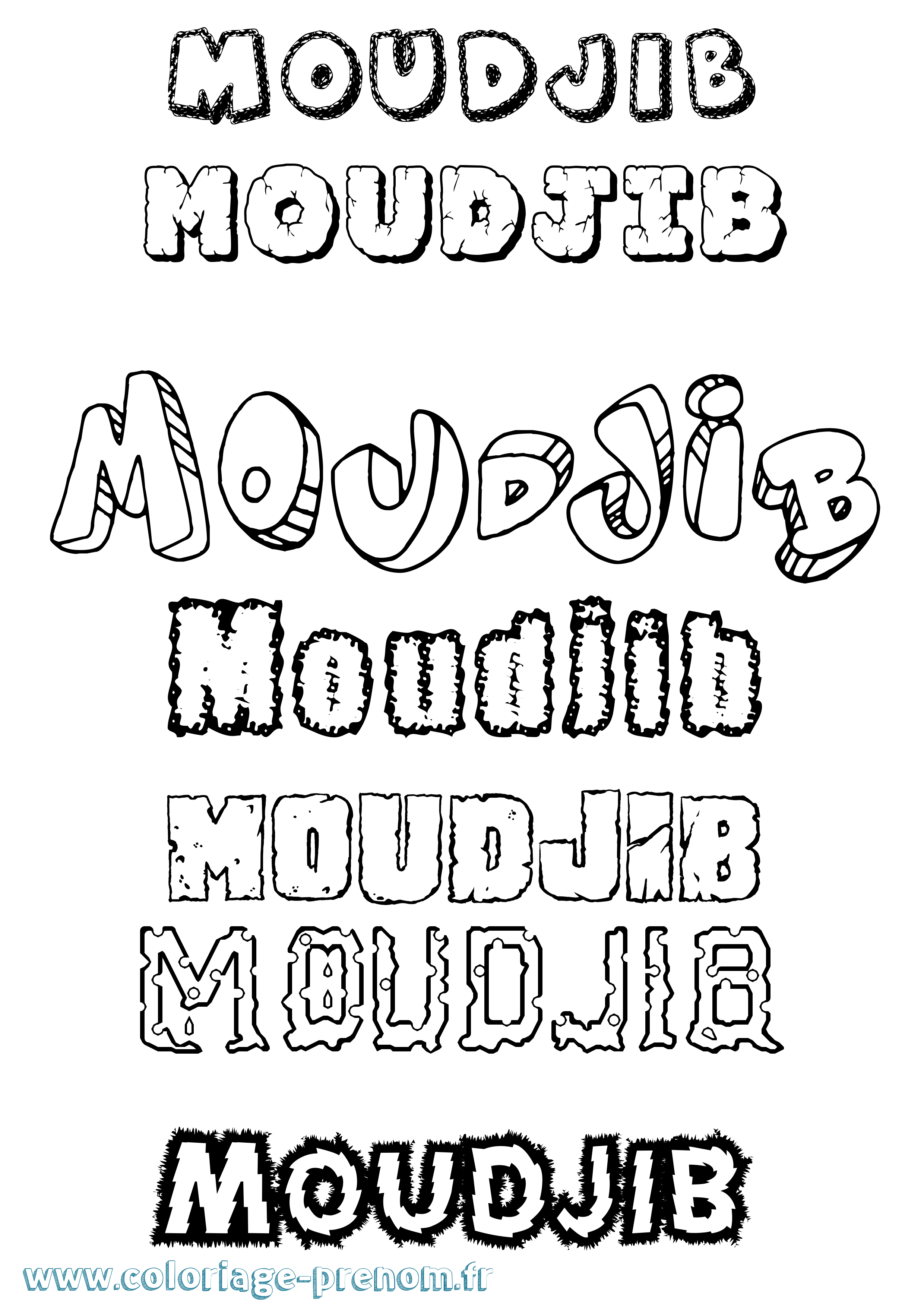 Coloriage Moudjib Destructuré Coloriage prénom Moudjib Destructuré
