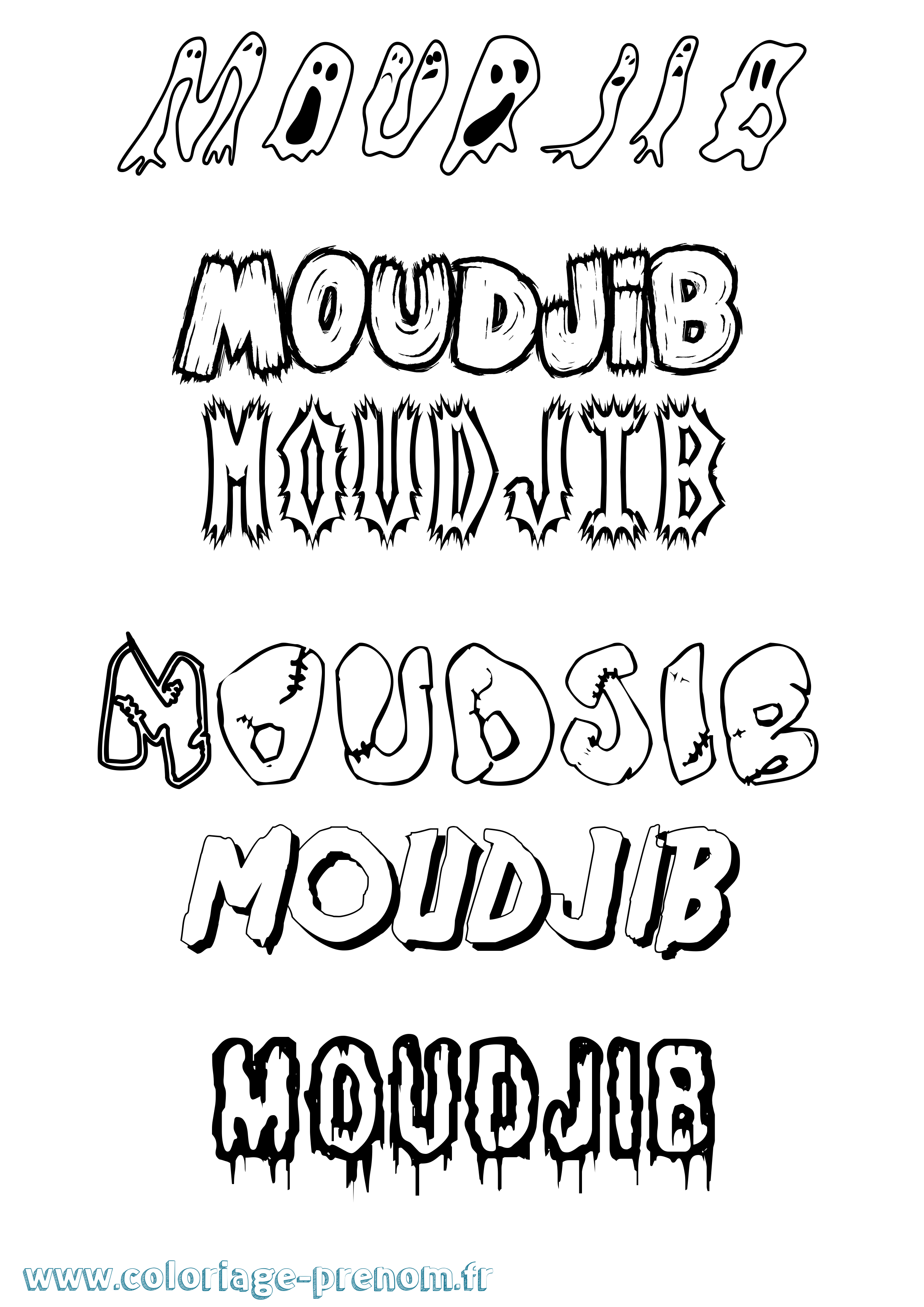 Coloriage Moudjib Frisson Coloriage prénom Moudjib Frisson