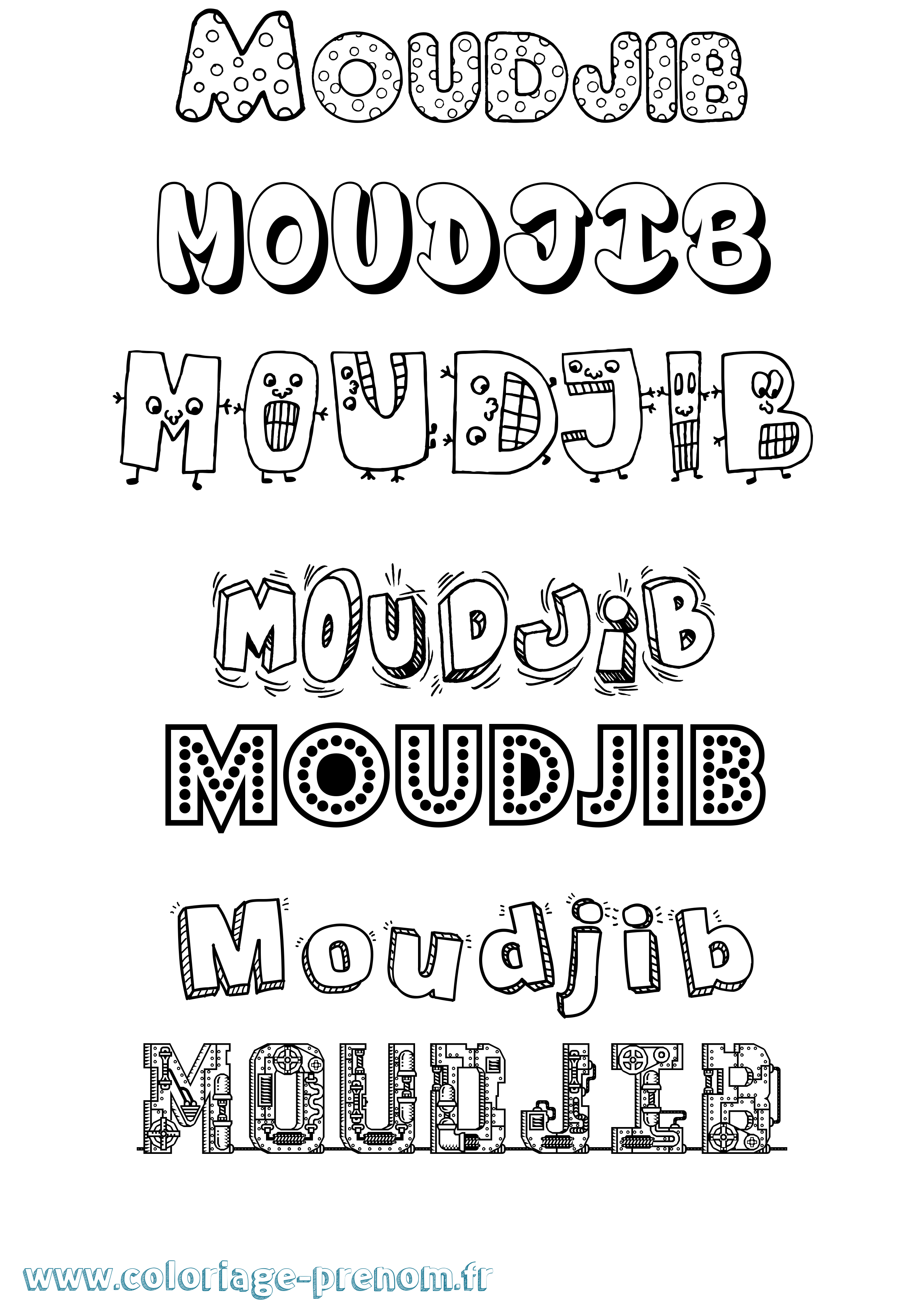 Coloriage Moudjib Fun Coloriage prénom Moudjib Fun