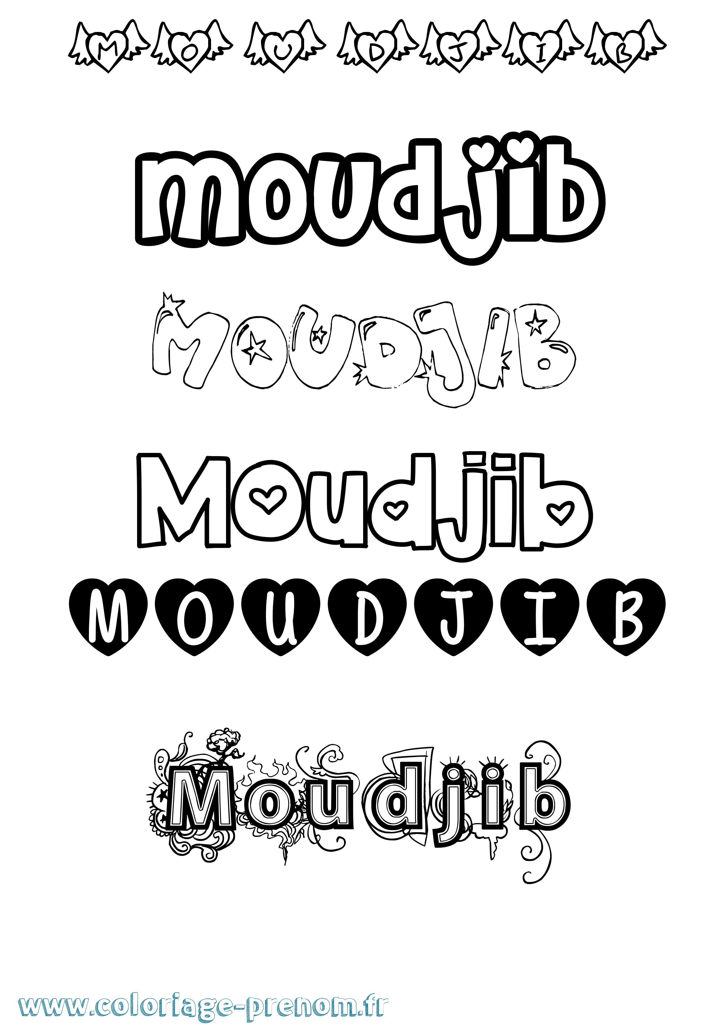Coloriage Moudjib Girly Coloriage prénom Moudjib Girly