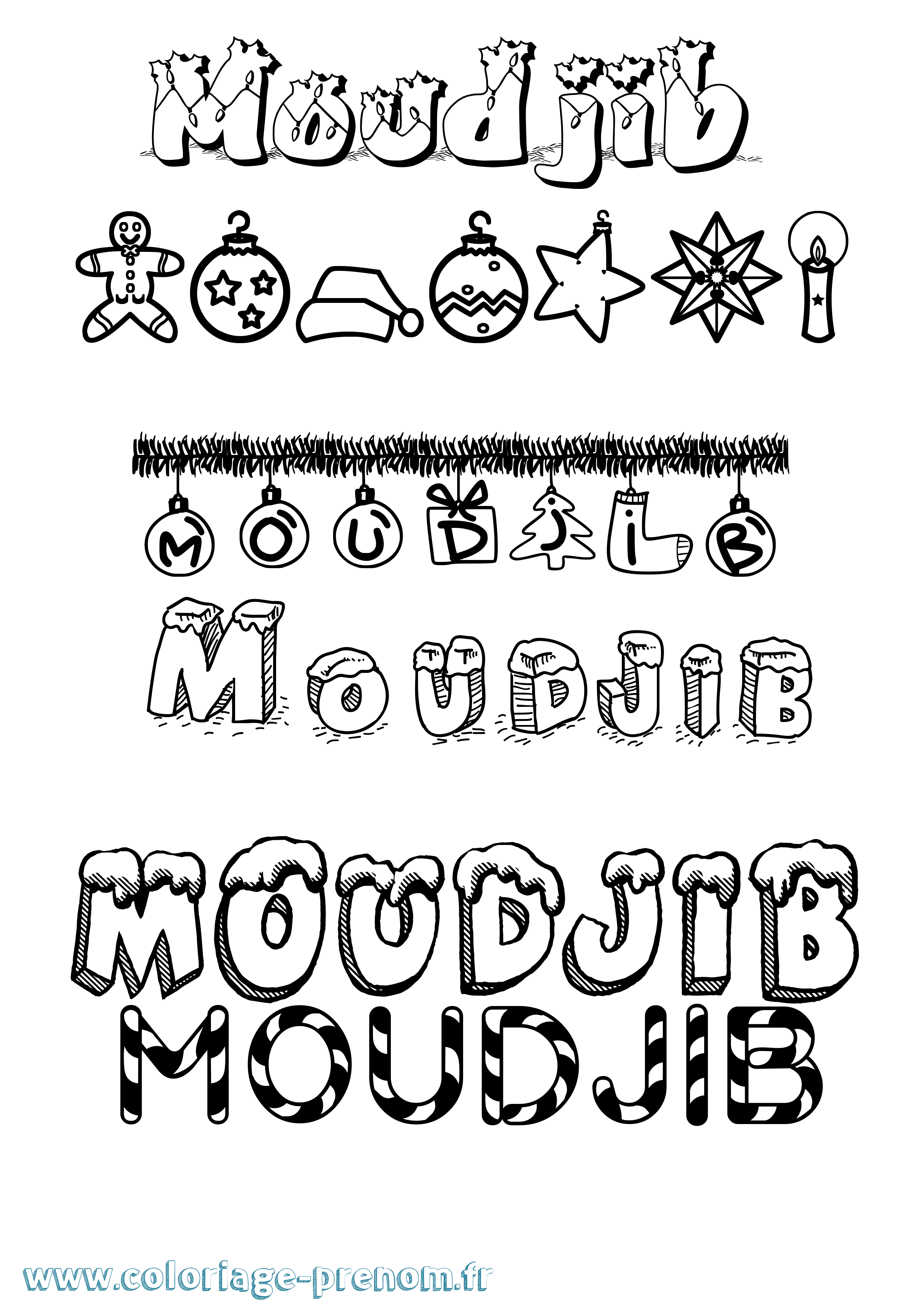 Coloriage Moudjib Noël Coloriage prénom Moudjib Noël