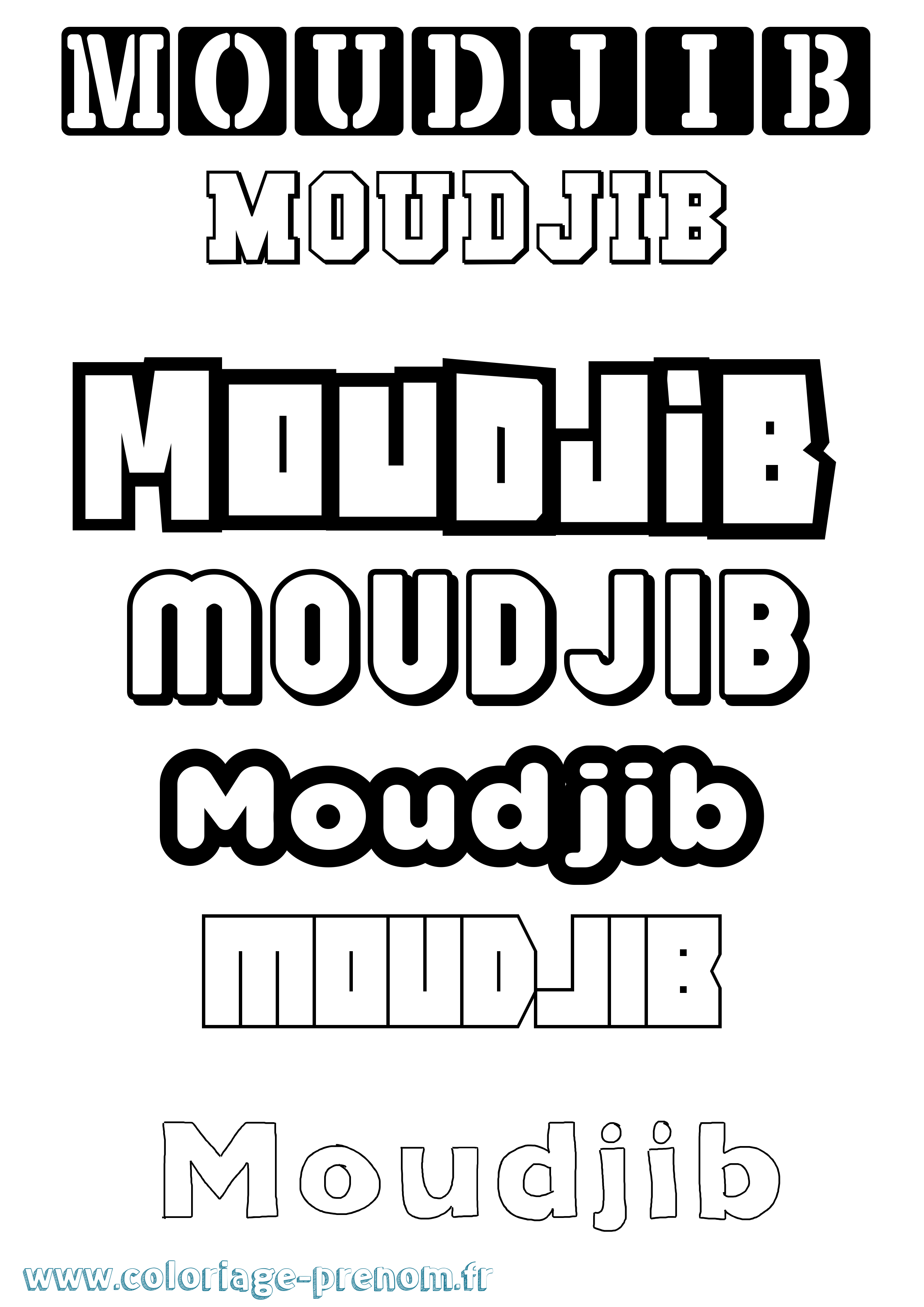 Coloriage Moudjib Simple Coloriage prénom Moudjib Simple