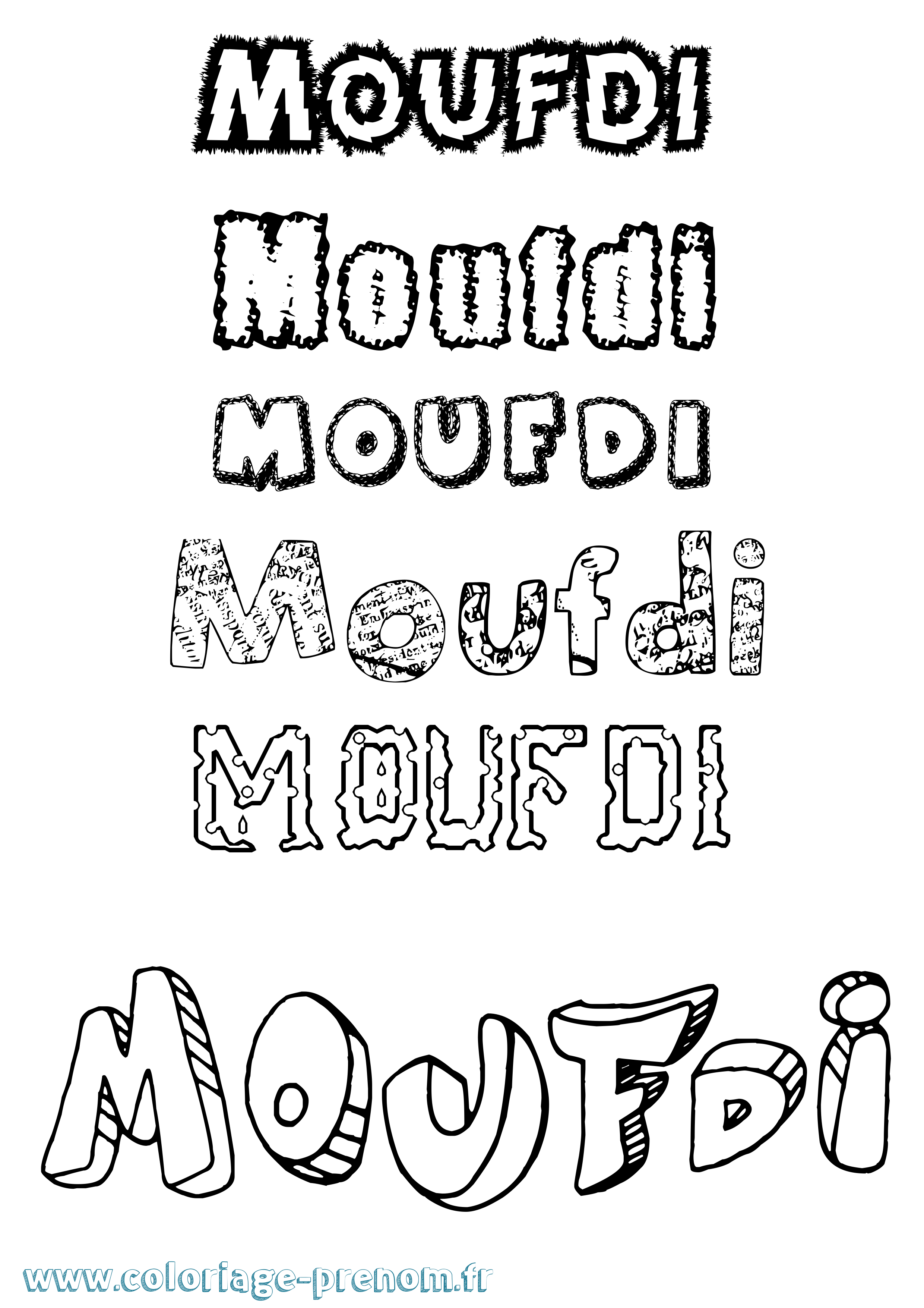 Coloriage Moufdi Destructuré Coloriage prénom Moufdi Destructuré