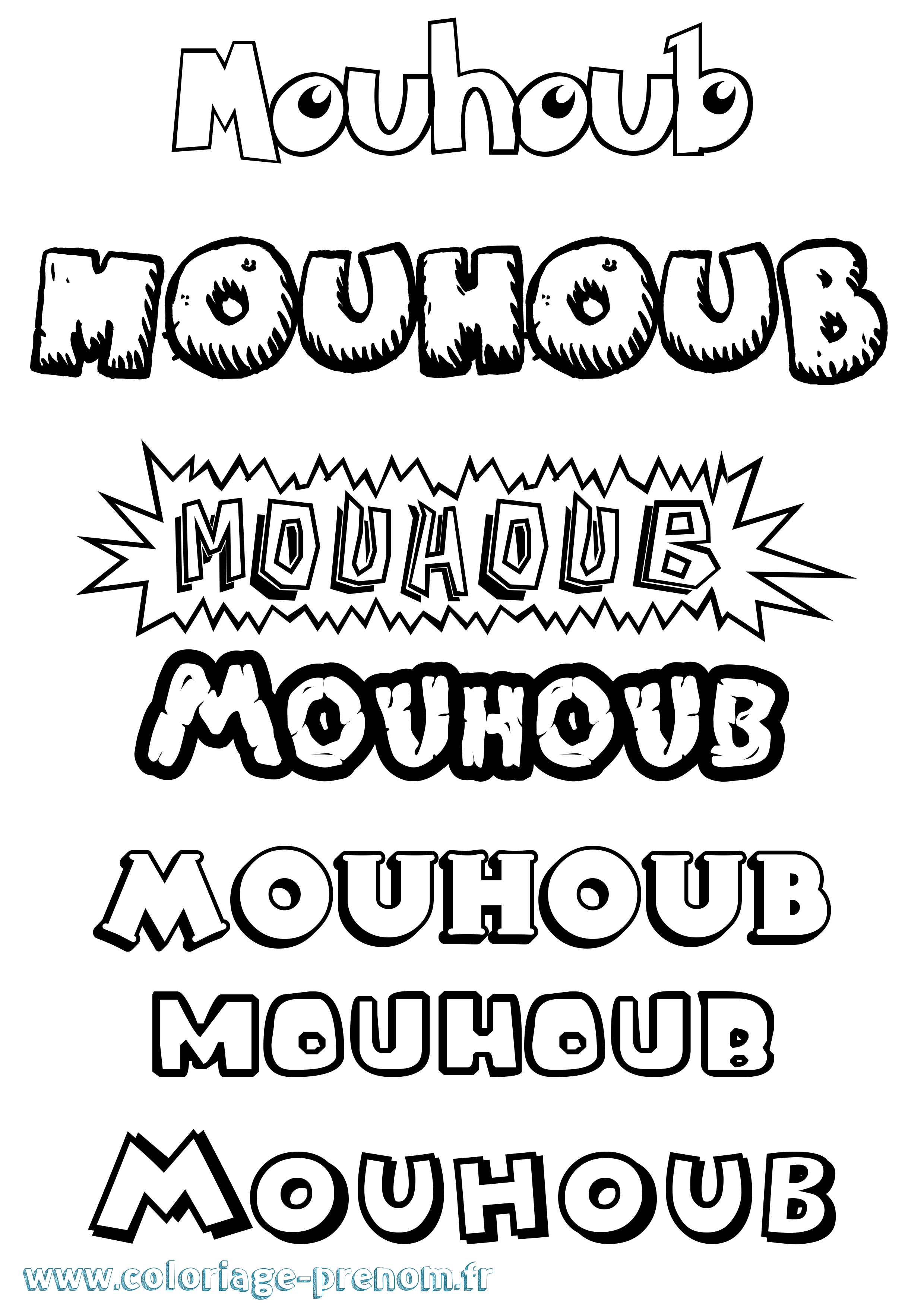 Coloriage Mouhoub Dessin Animé Coloriage prénom Mouhoub Dessin Animé