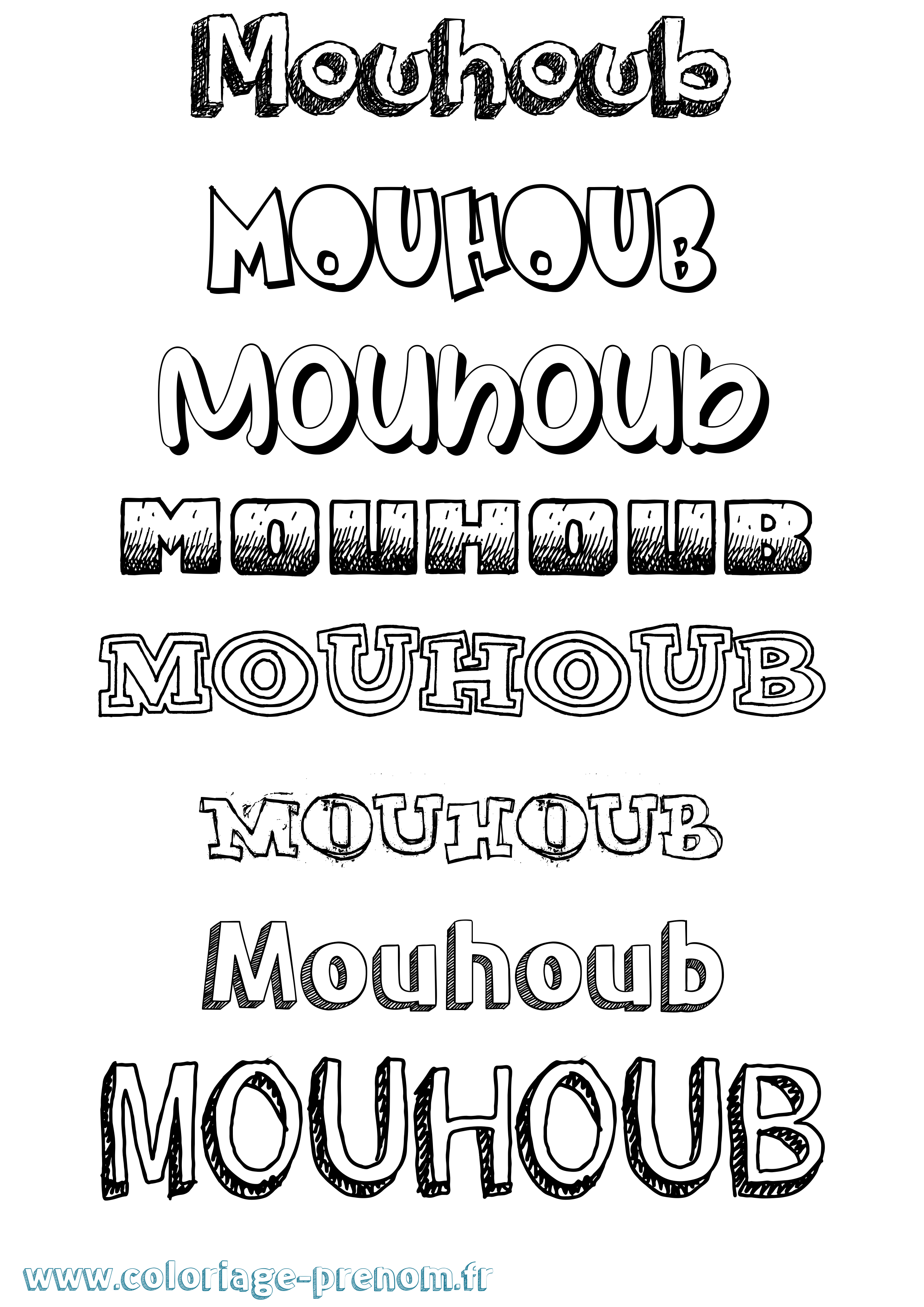 Coloriage Mouhoub Dessiné Coloriage prénom Mouhoub Dessiné