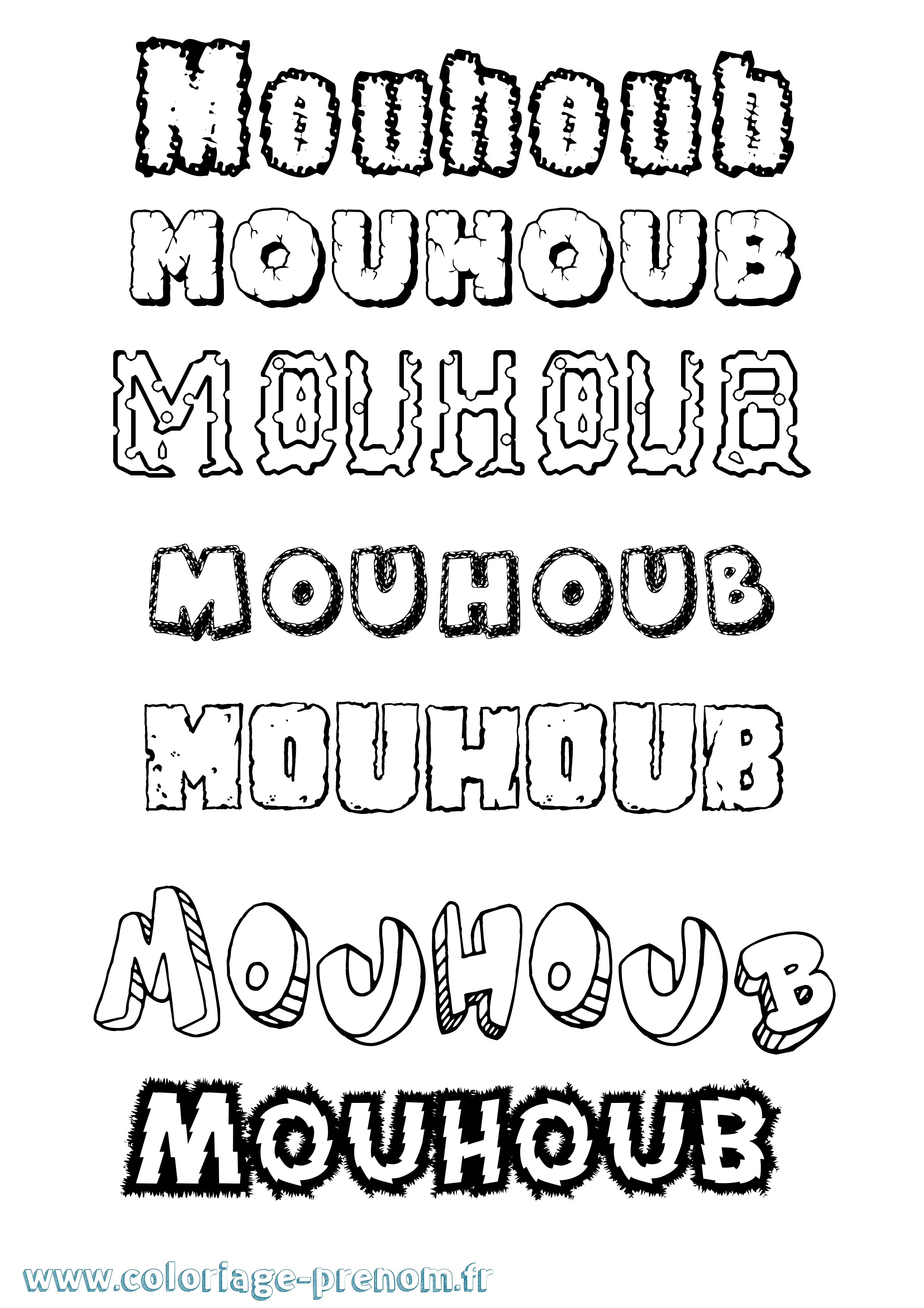 Coloriage Mouhoub Destructuré Coloriage prénom Mouhoub Destructuré