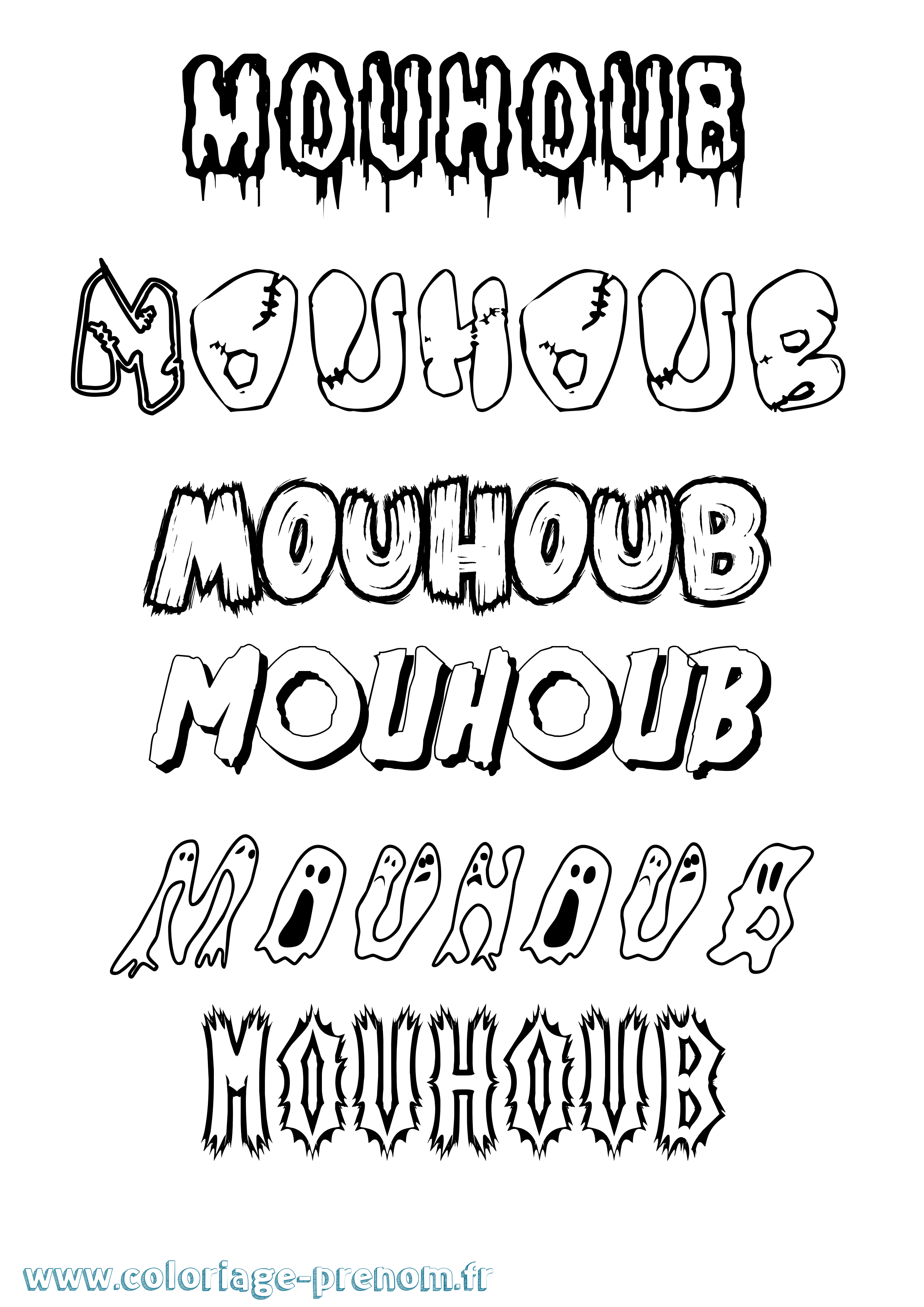 Coloriage Mouhoub Frisson Coloriage prénom Mouhoub Frisson