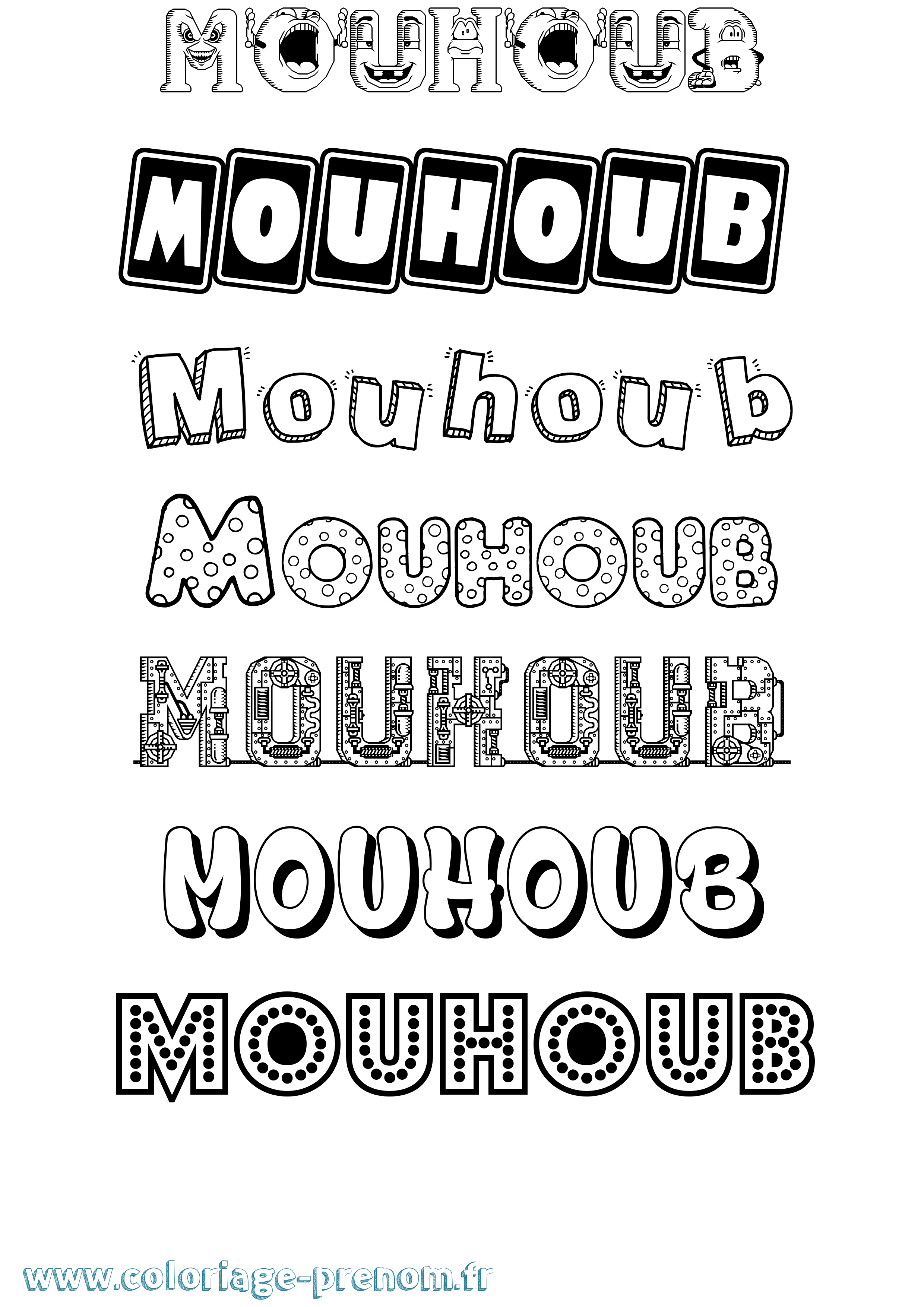 Coloriage Mouhoub Fun Coloriage prénom Mouhoub Fun