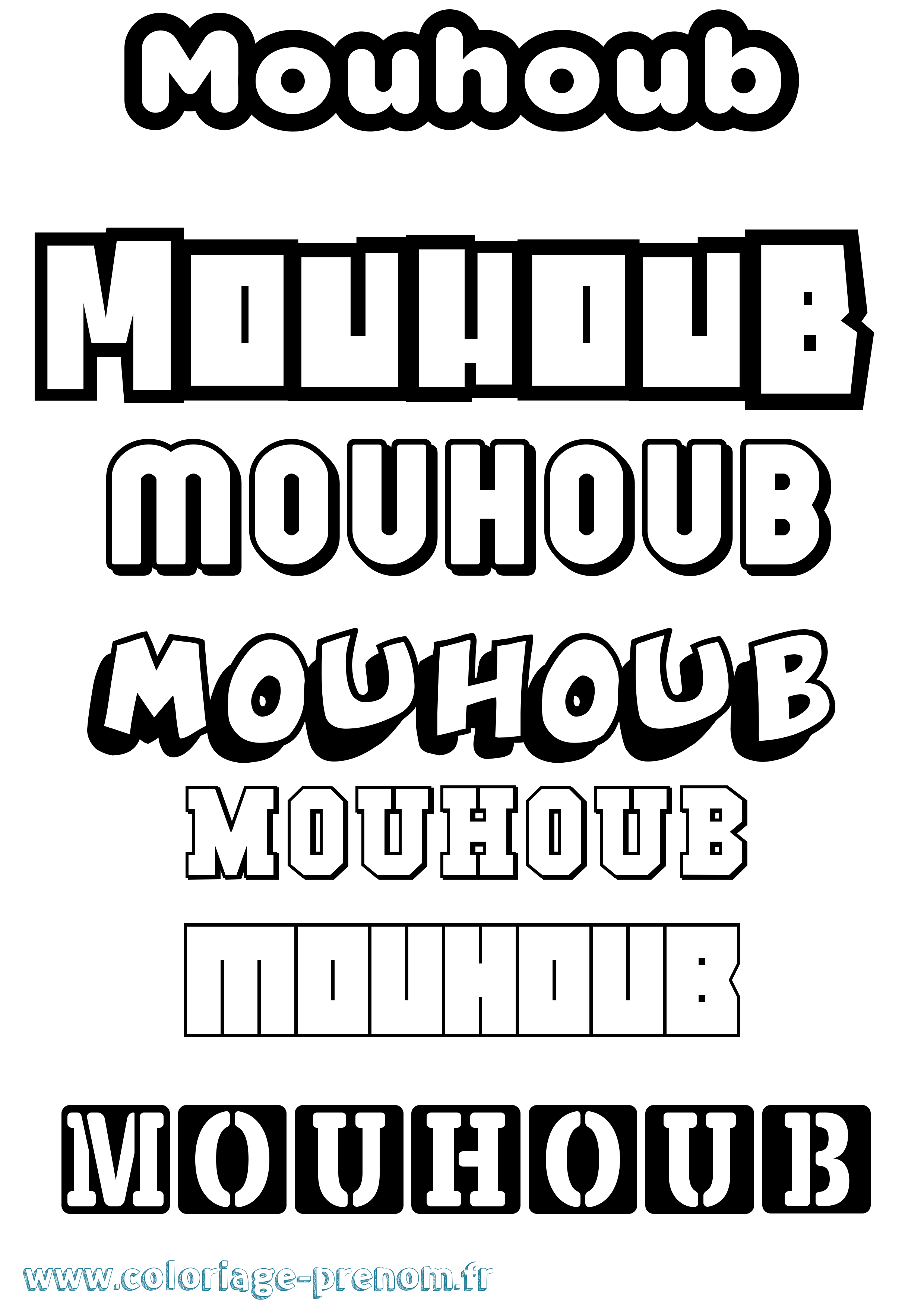 Coloriage Mouhoub Simple Coloriage prénom Mouhoub Simple