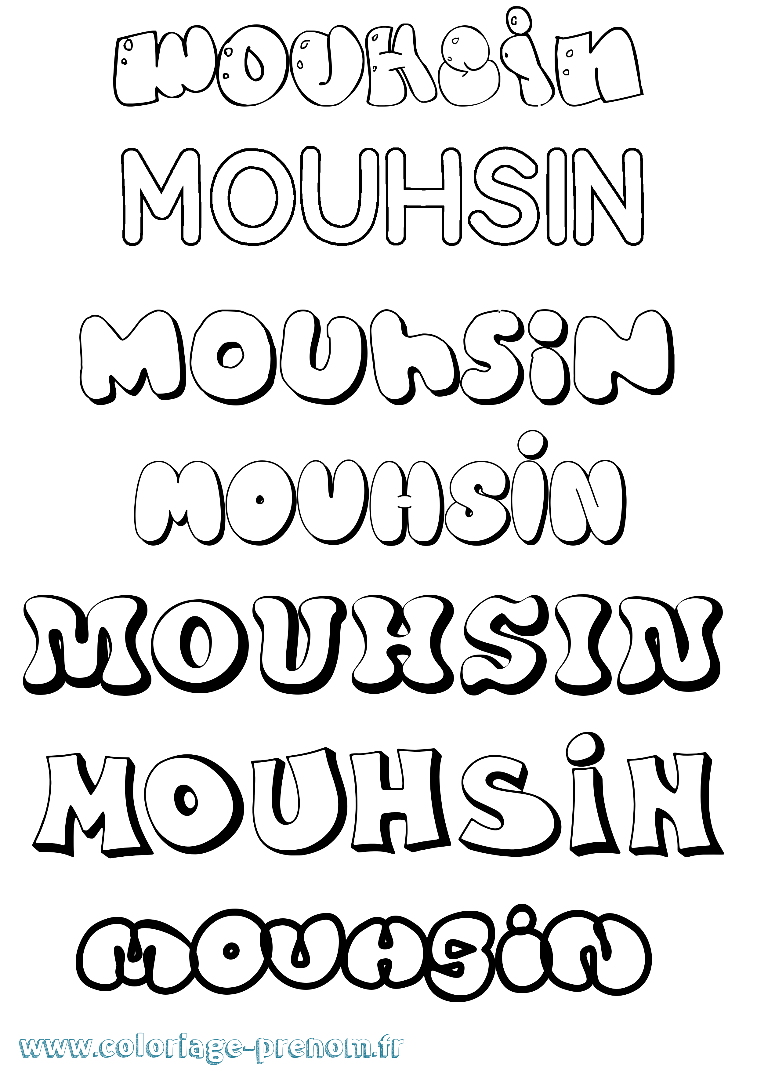 Coloriage Mouhsin Bubble Coloriage prénom Mouhsin Bubble