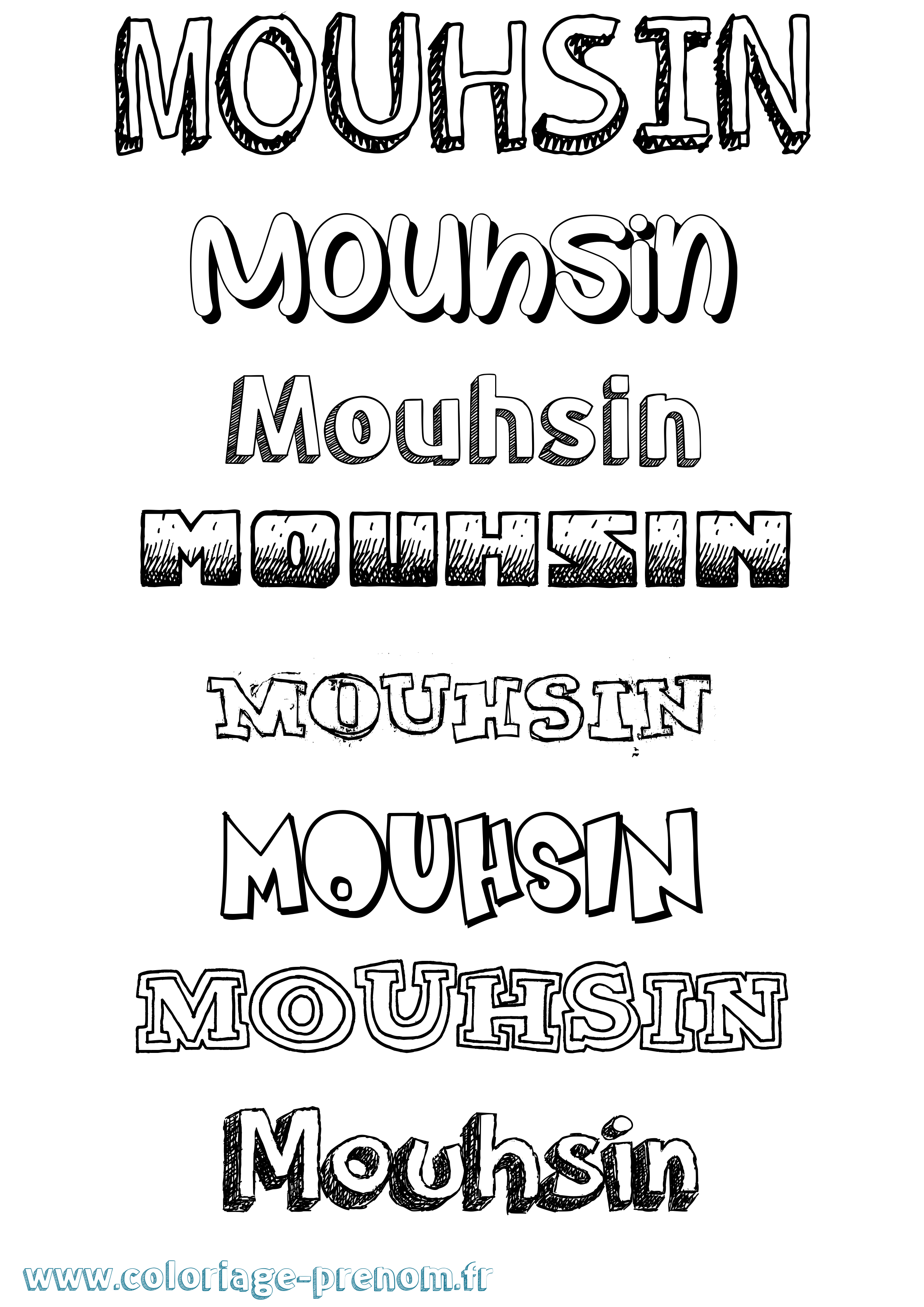 Coloriage Mouhsin Dessiné Coloriage prénom Mouhsin Dessiné