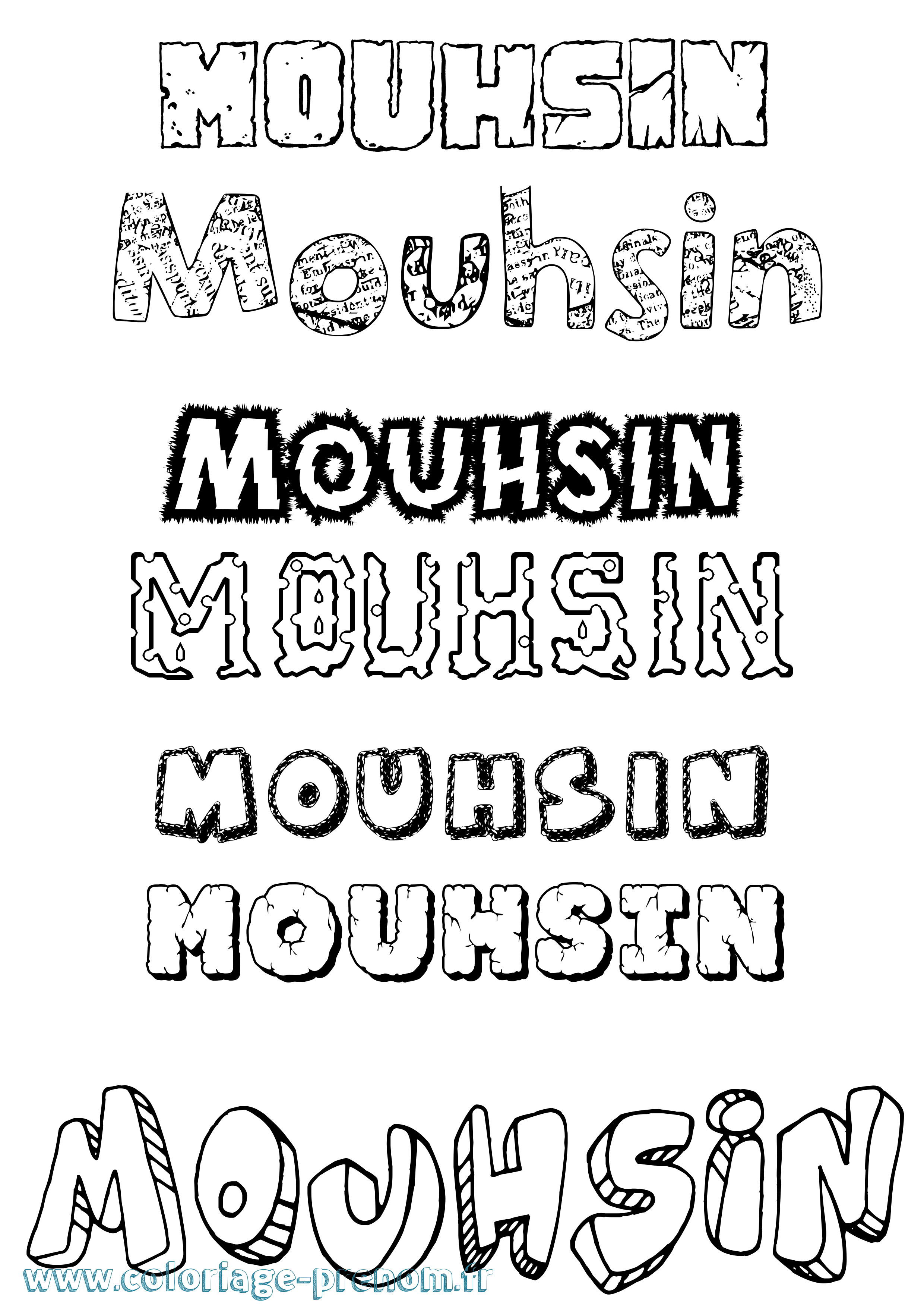 Coloriage Mouhsin Destructuré Coloriage prénom Mouhsin Destructuré