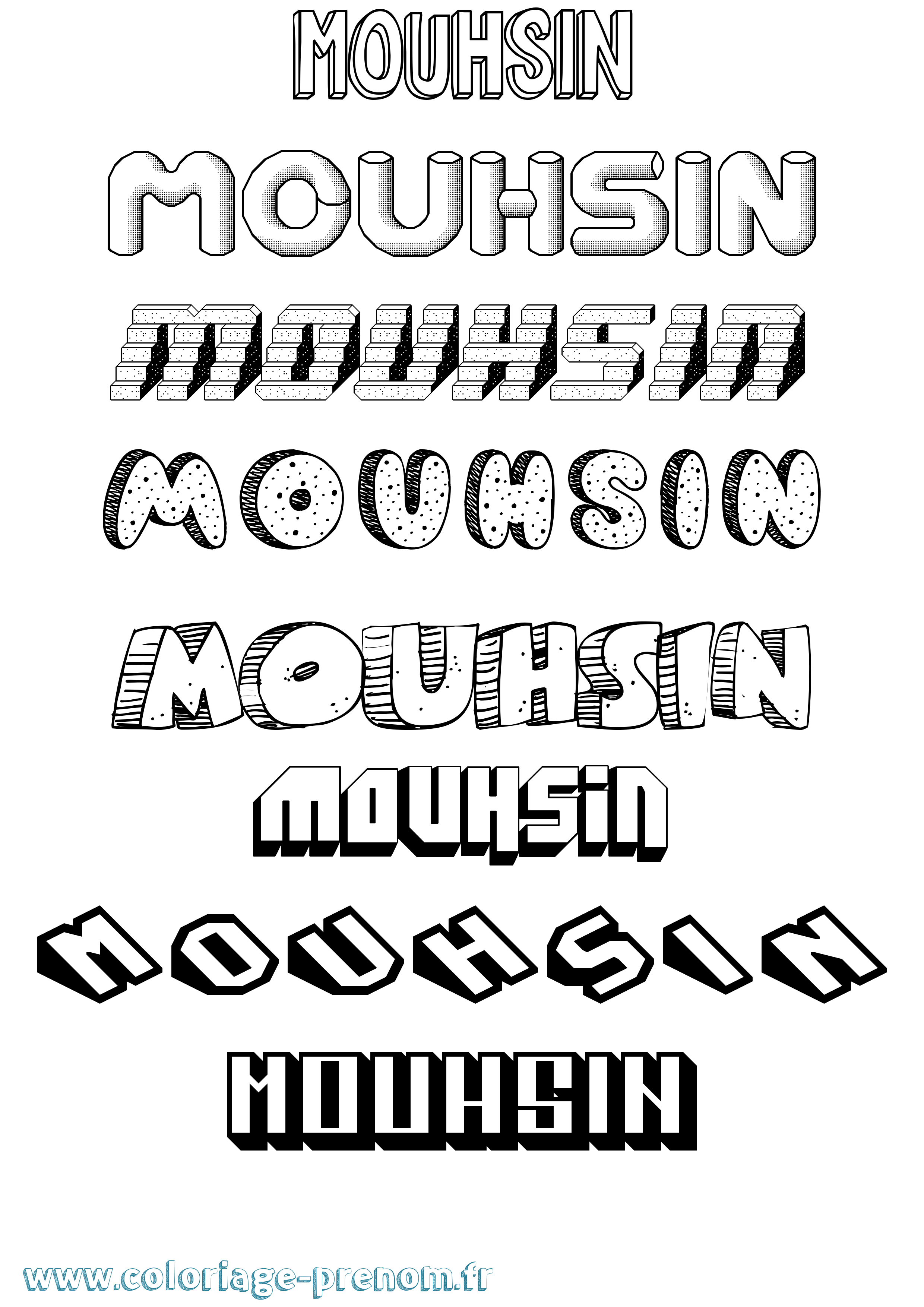 Coloriage Mouhsin Effet 3D Coloriage prénom Mouhsin Effet 3D