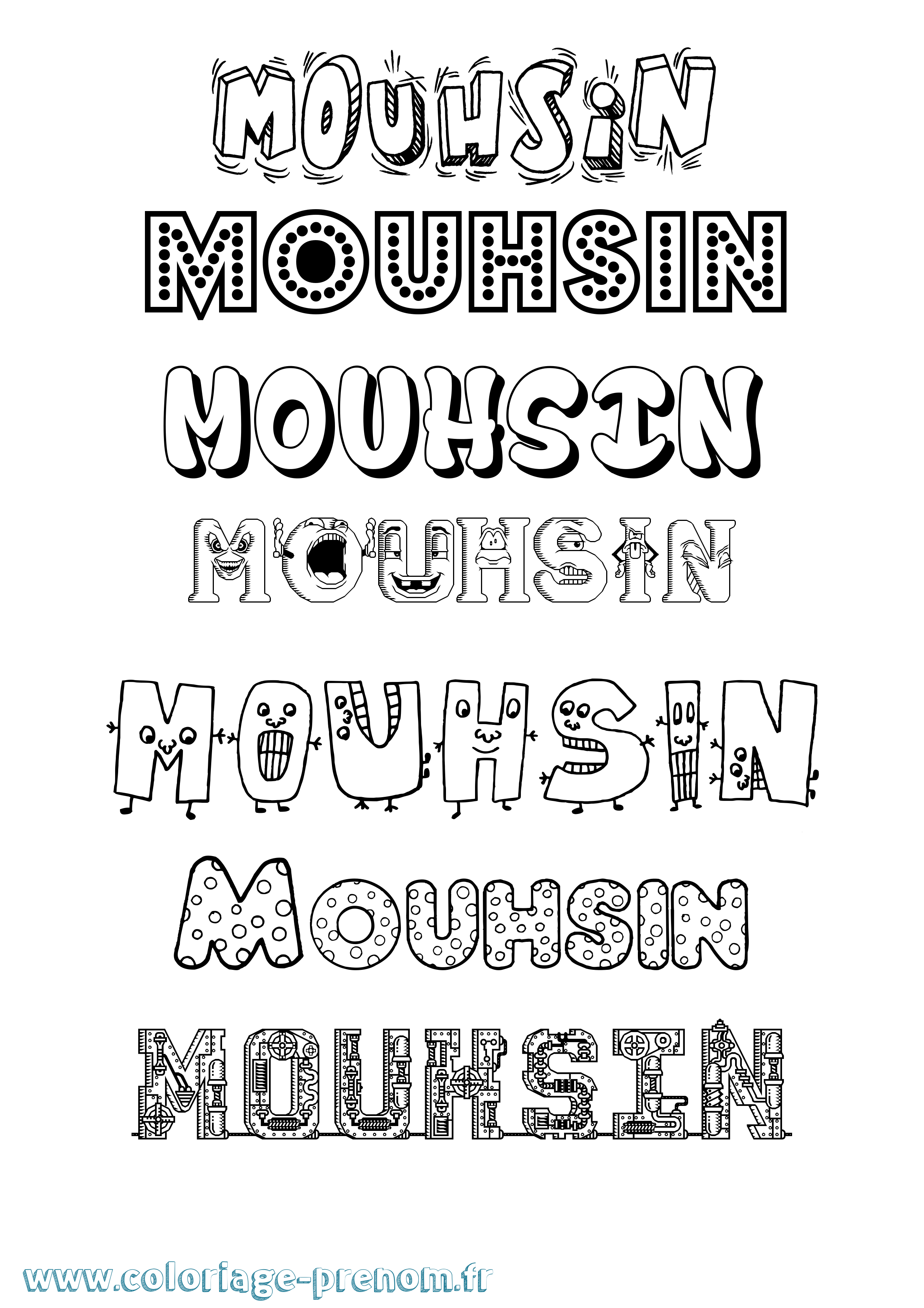 Coloriage Mouhsin Fun Coloriage prénom Mouhsin Fun