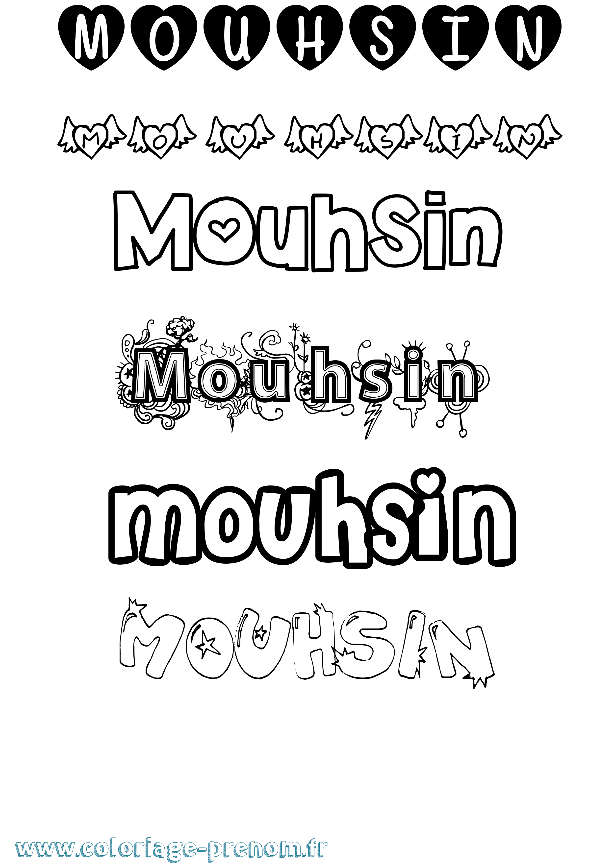 Coloriage Mouhsin Girly Coloriage prénom Mouhsin Girly