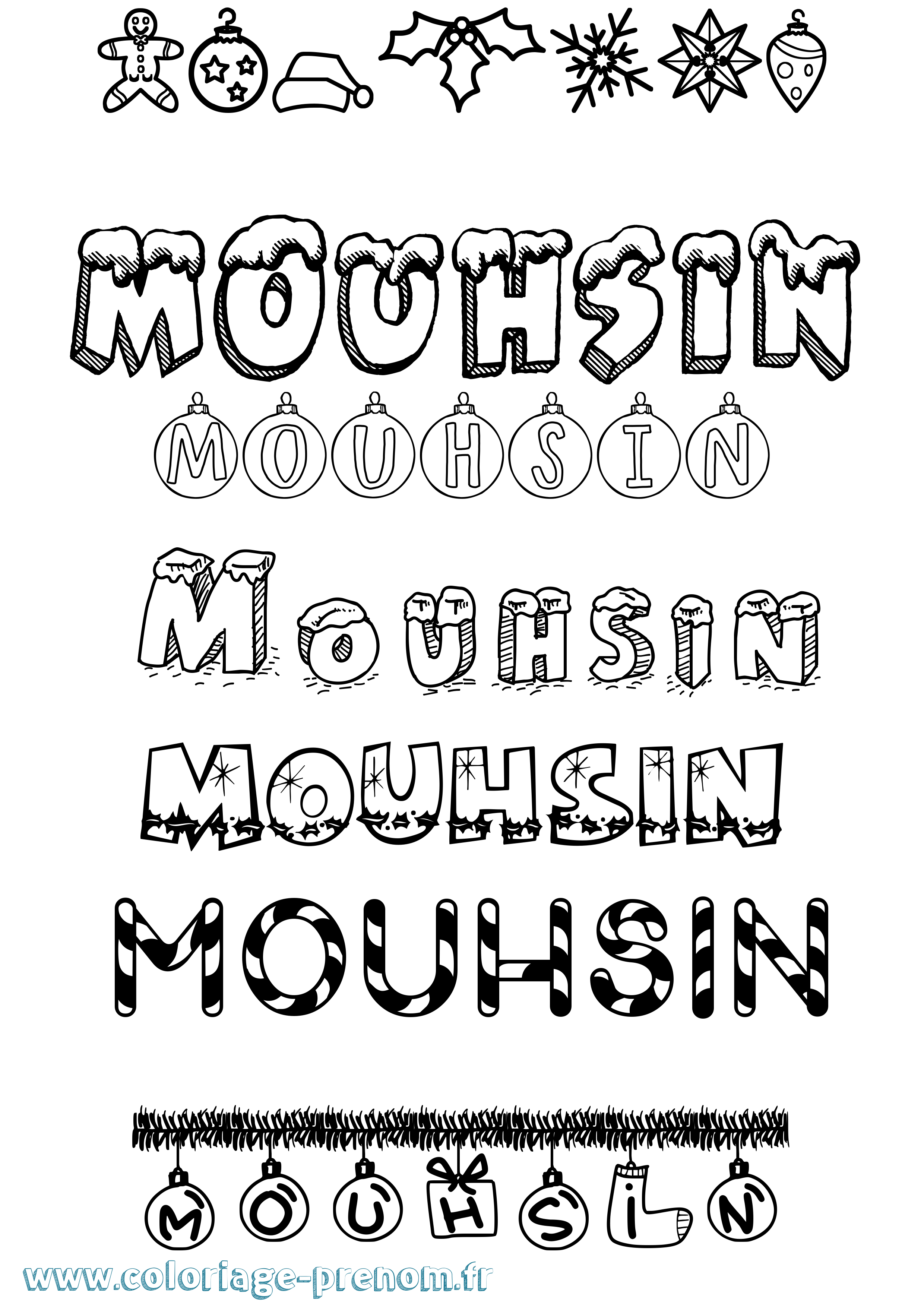 Coloriage Mouhsin Noël Coloriage prénom Mouhsin Noël