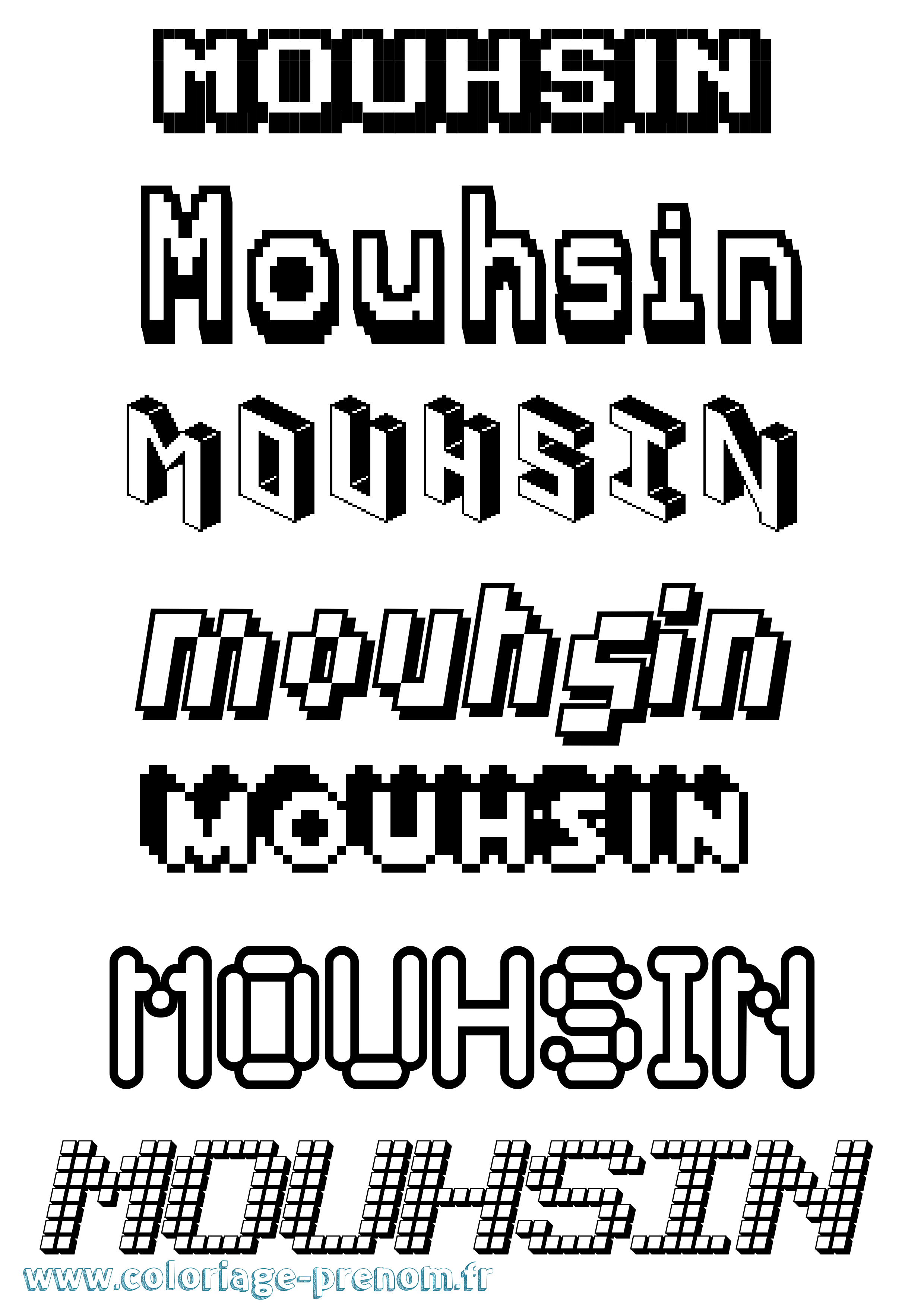 Coloriage Mouhsin Pixel Coloriage prénom Mouhsin Pixel