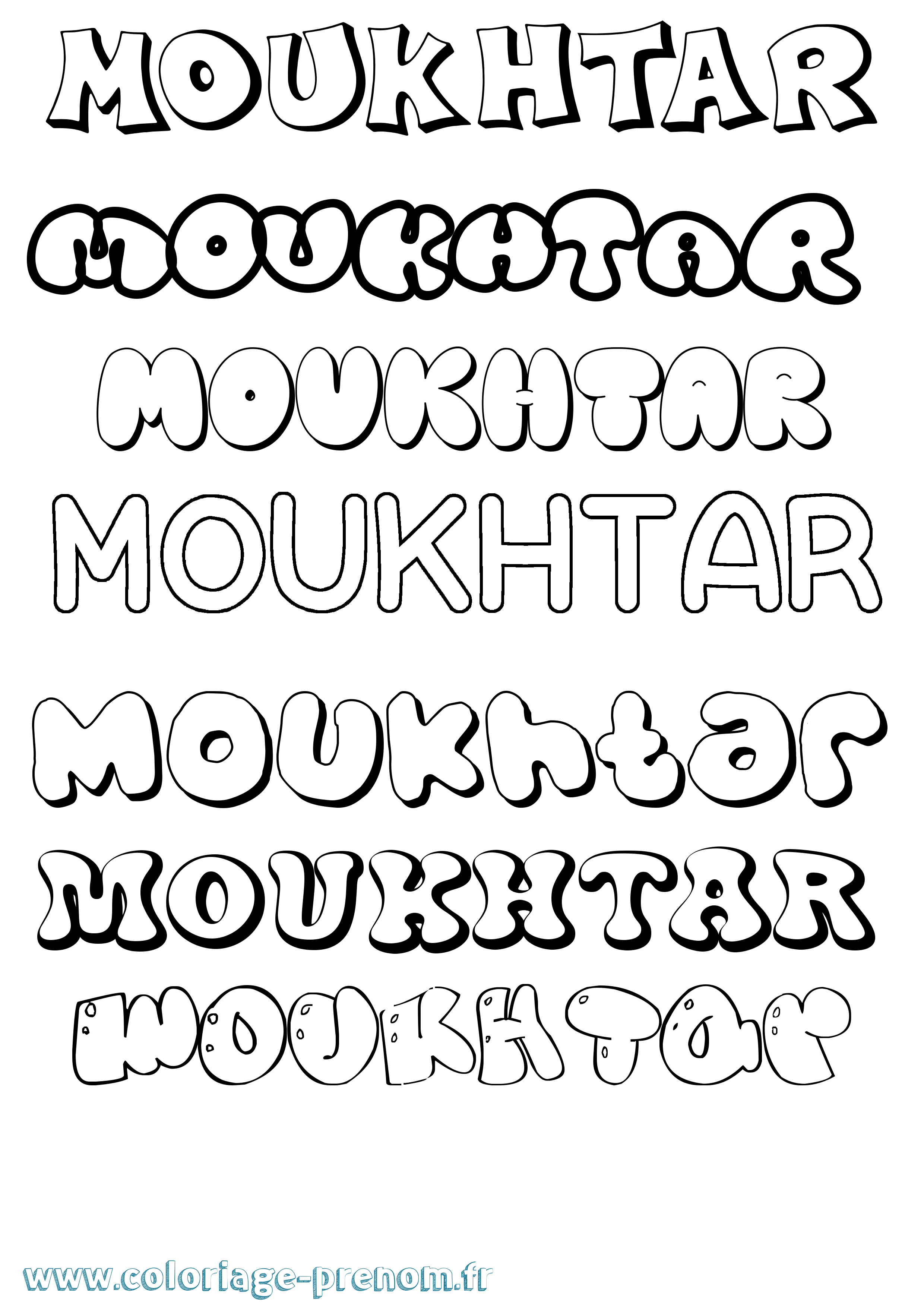 Coloriage Moukhtar Bubble Coloriage prénom Moukhtar Bubble