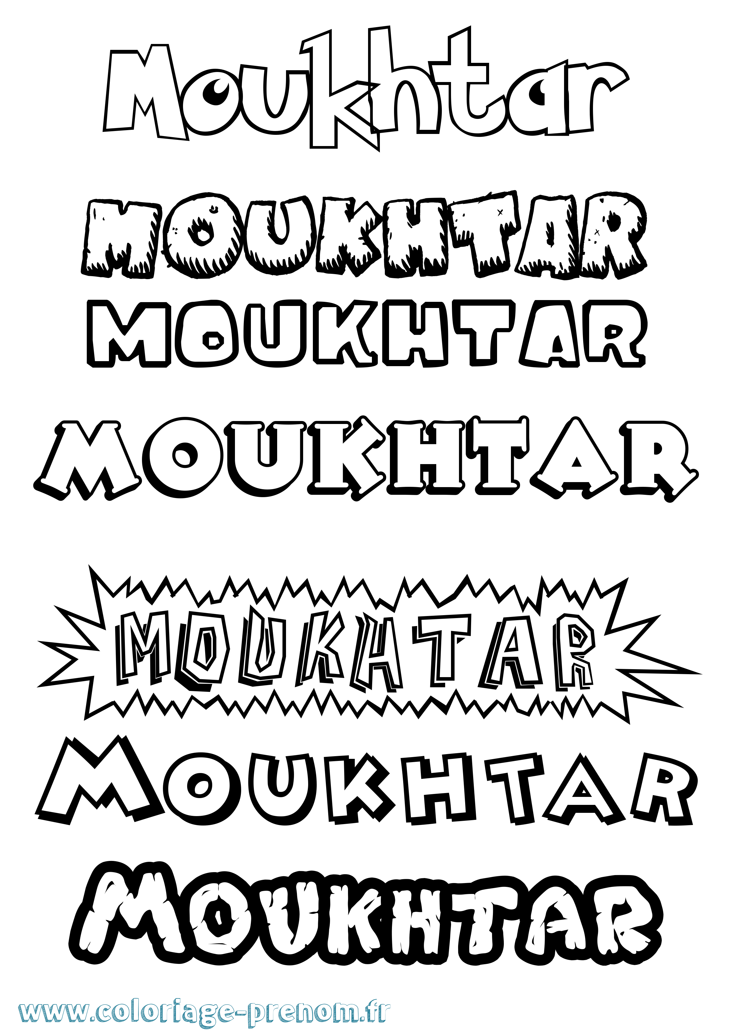 Coloriage Moukhtar Dessin Animé Coloriage prénom Moukhtar Dessin Animé