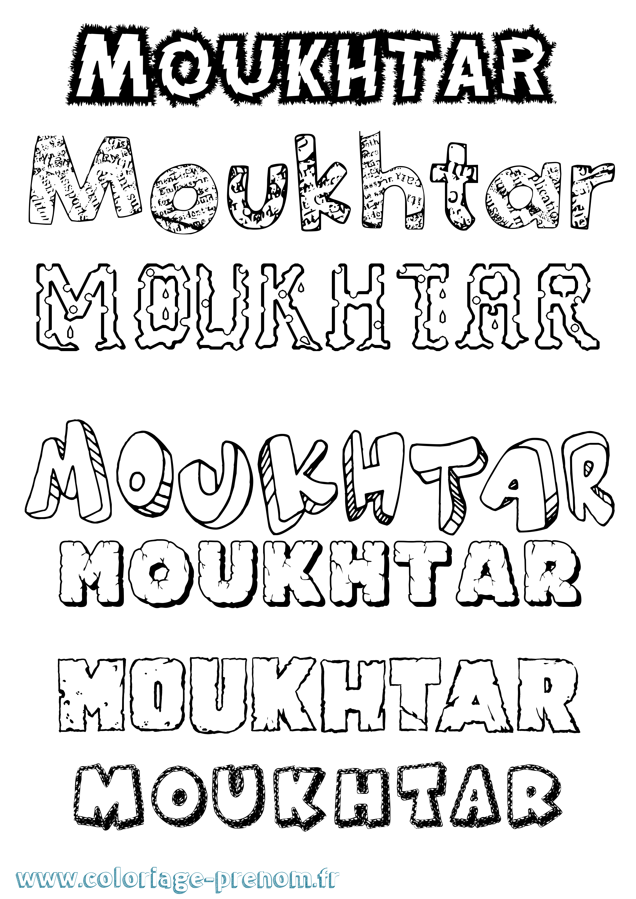 Coloriage Moukhtar Destructuré Coloriage prénom Moukhtar Destructuré