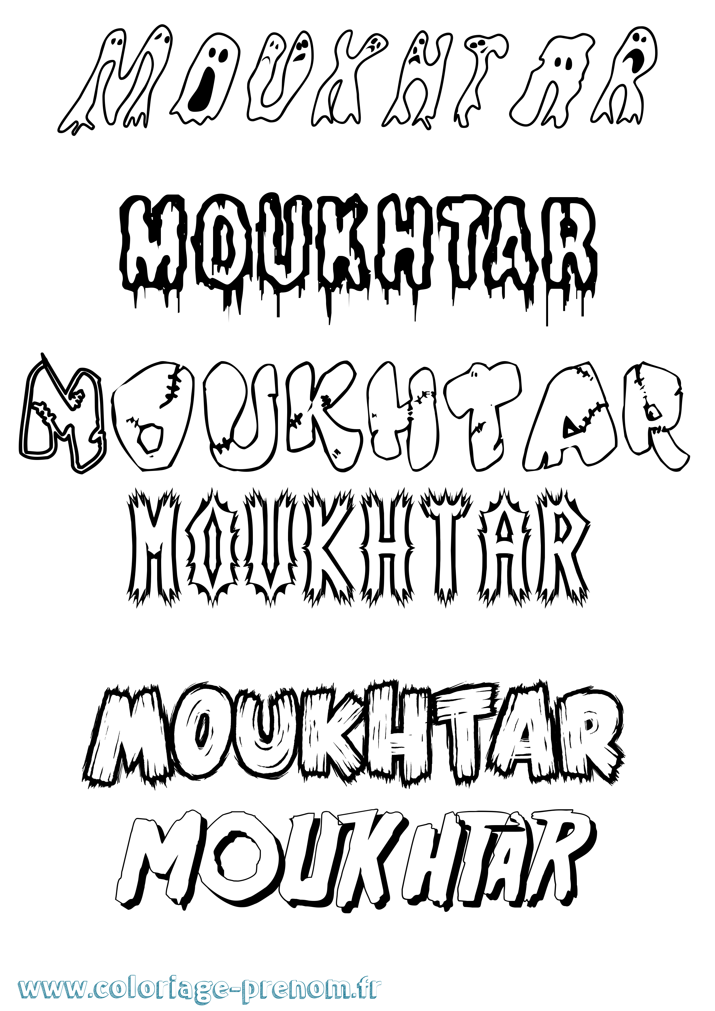 Coloriage Moukhtar Frisson Coloriage prénom Moukhtar Frisson