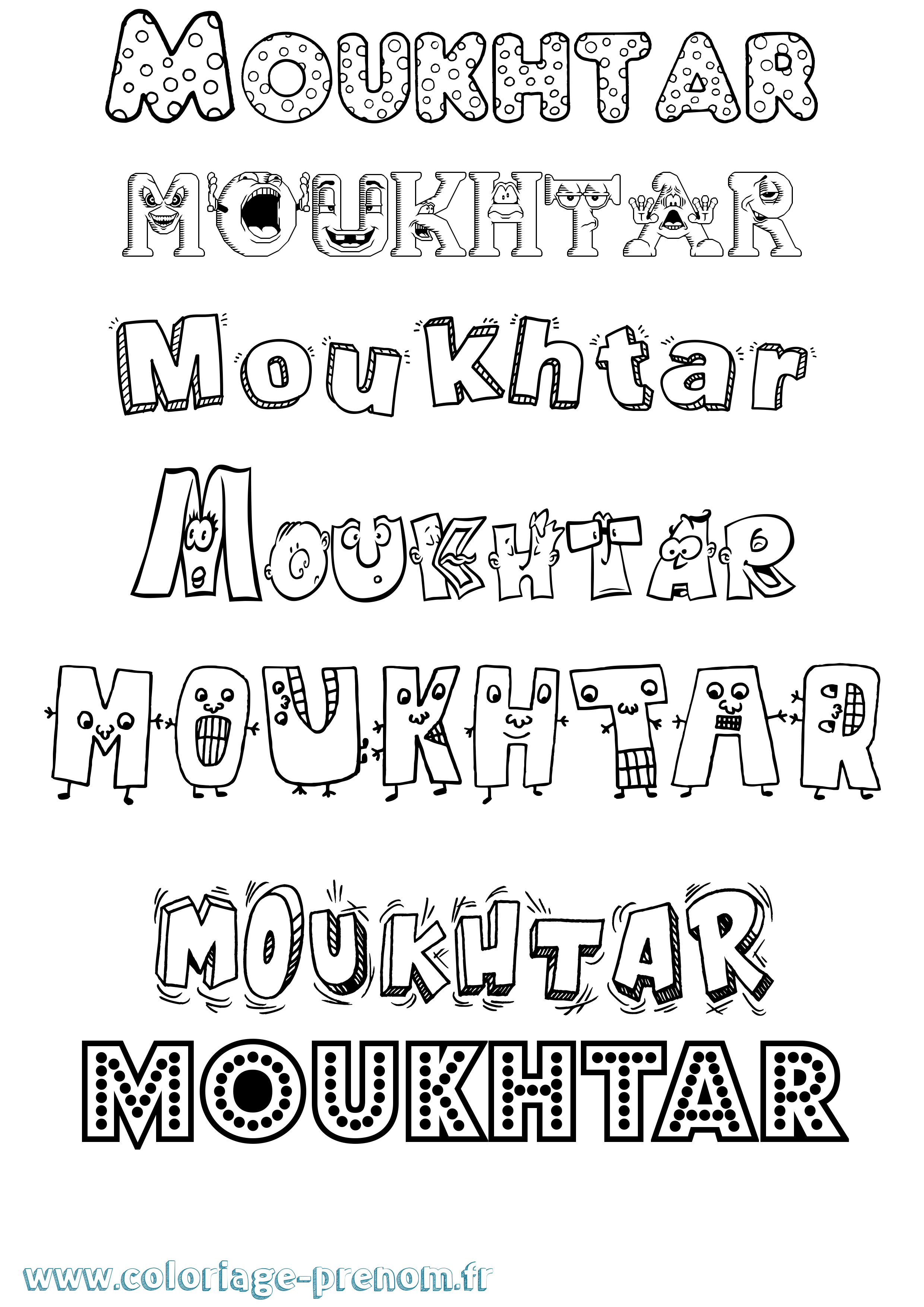 Coloriage Moukhtar Fun Coloriage prénom Moukhtar Fun