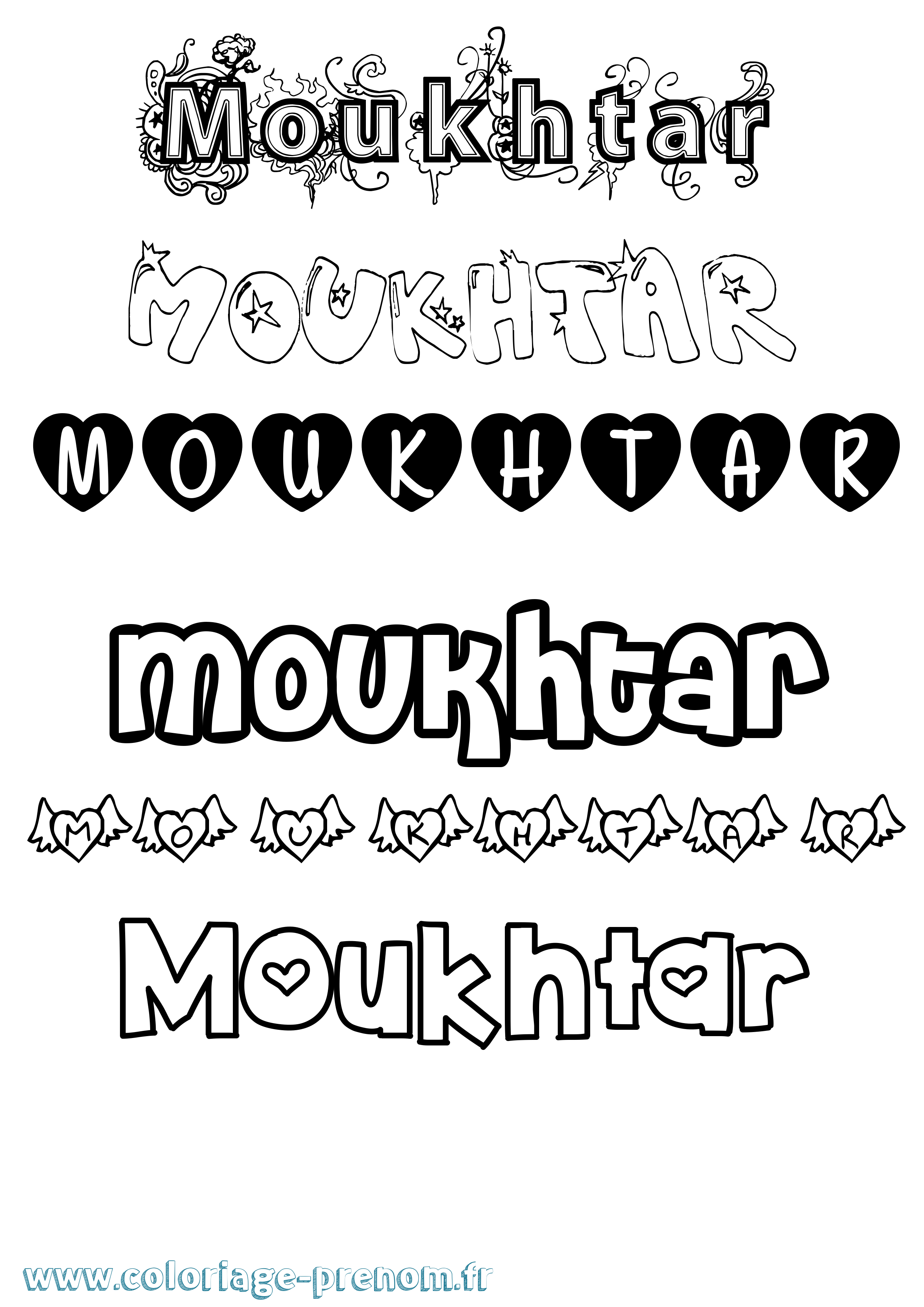 Coloriage Moukhtar Girly Coloriage prénom Moukhtar Girly