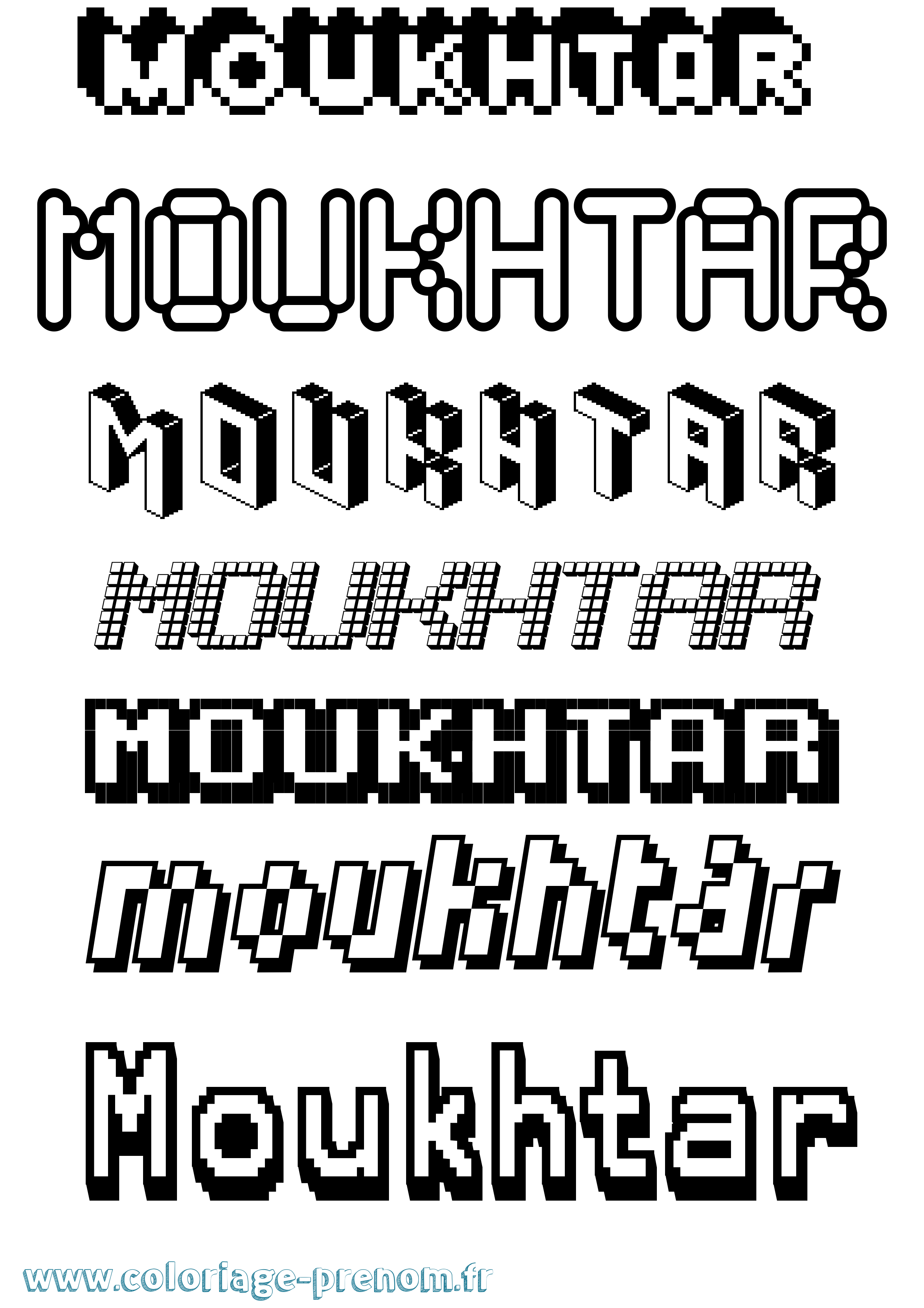 Coloriage Moukhtar Pixel Coloriage prénom Moukhtar Pixel
