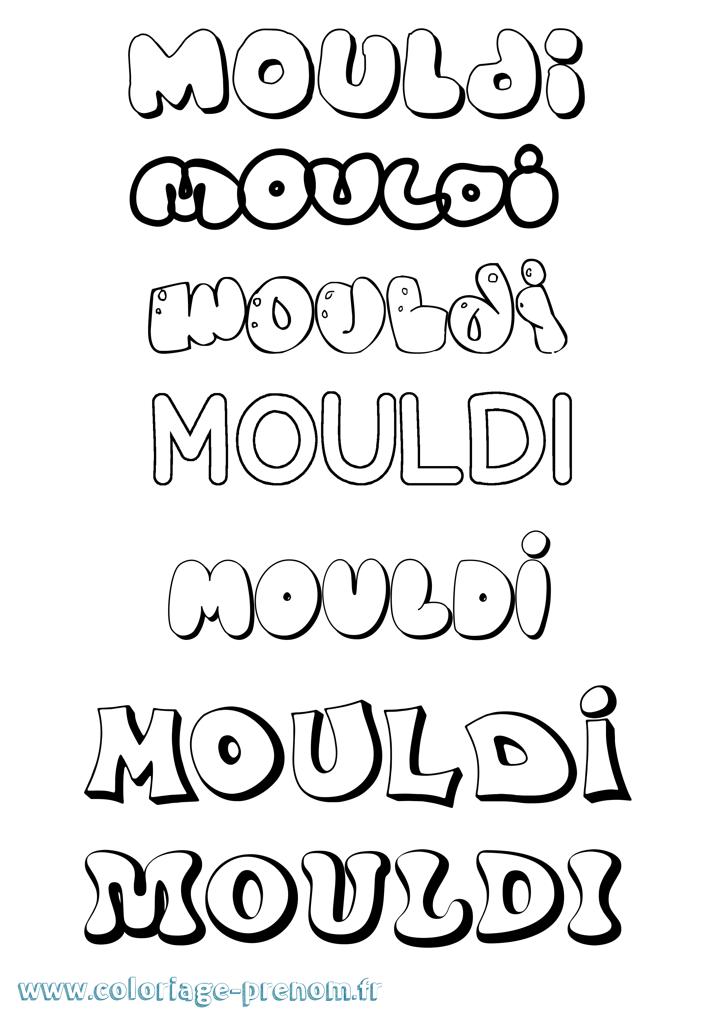Coloriage Mouldi Bubble Coloriage prénom Mouldi Bubble