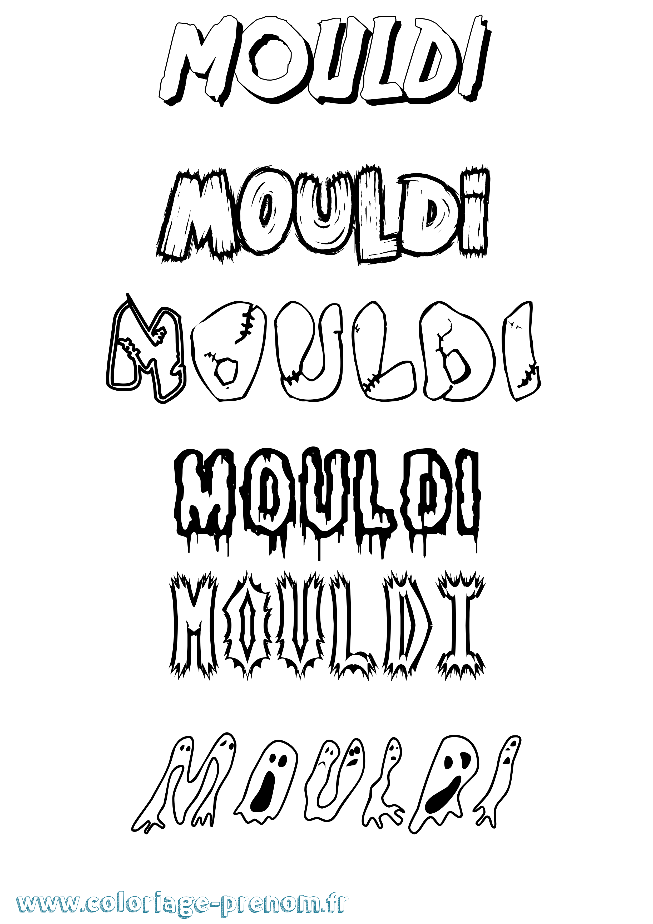 Coloriage Mouldi Frisson Coloriage prénom Mouldi Frisson