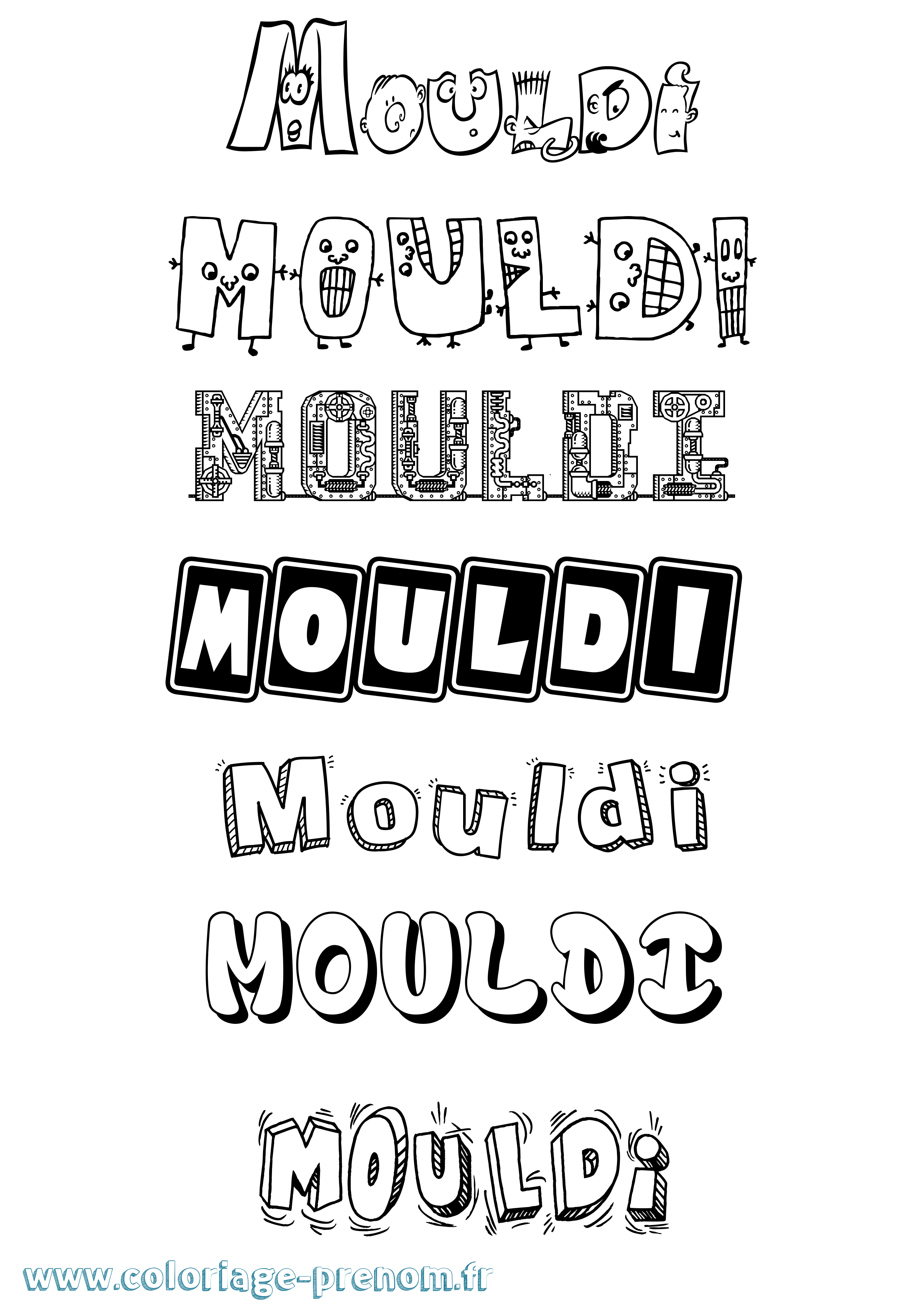 Coloriage Mouldi Fun Coloriage prénom Mouldi Fun
