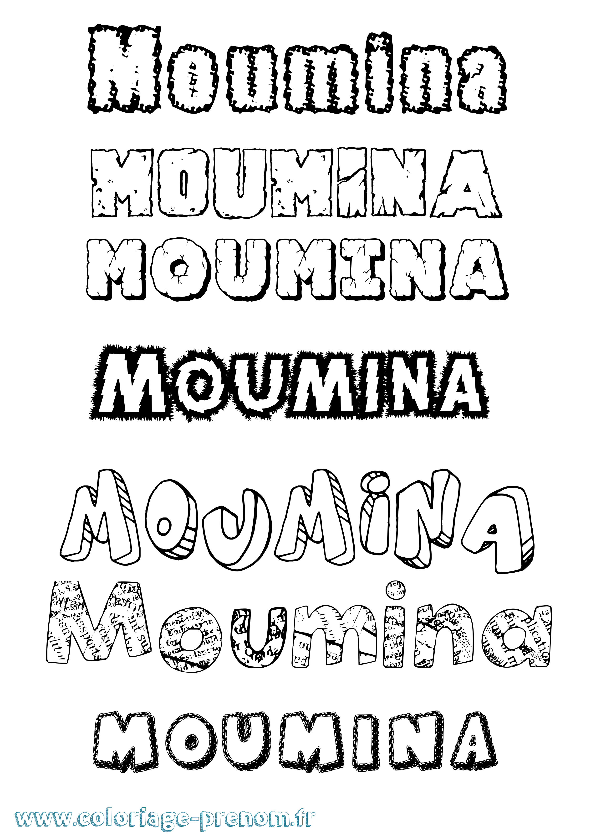 Coloriage Moumina Destructuré Coloriage prénom Moumina Destructuré