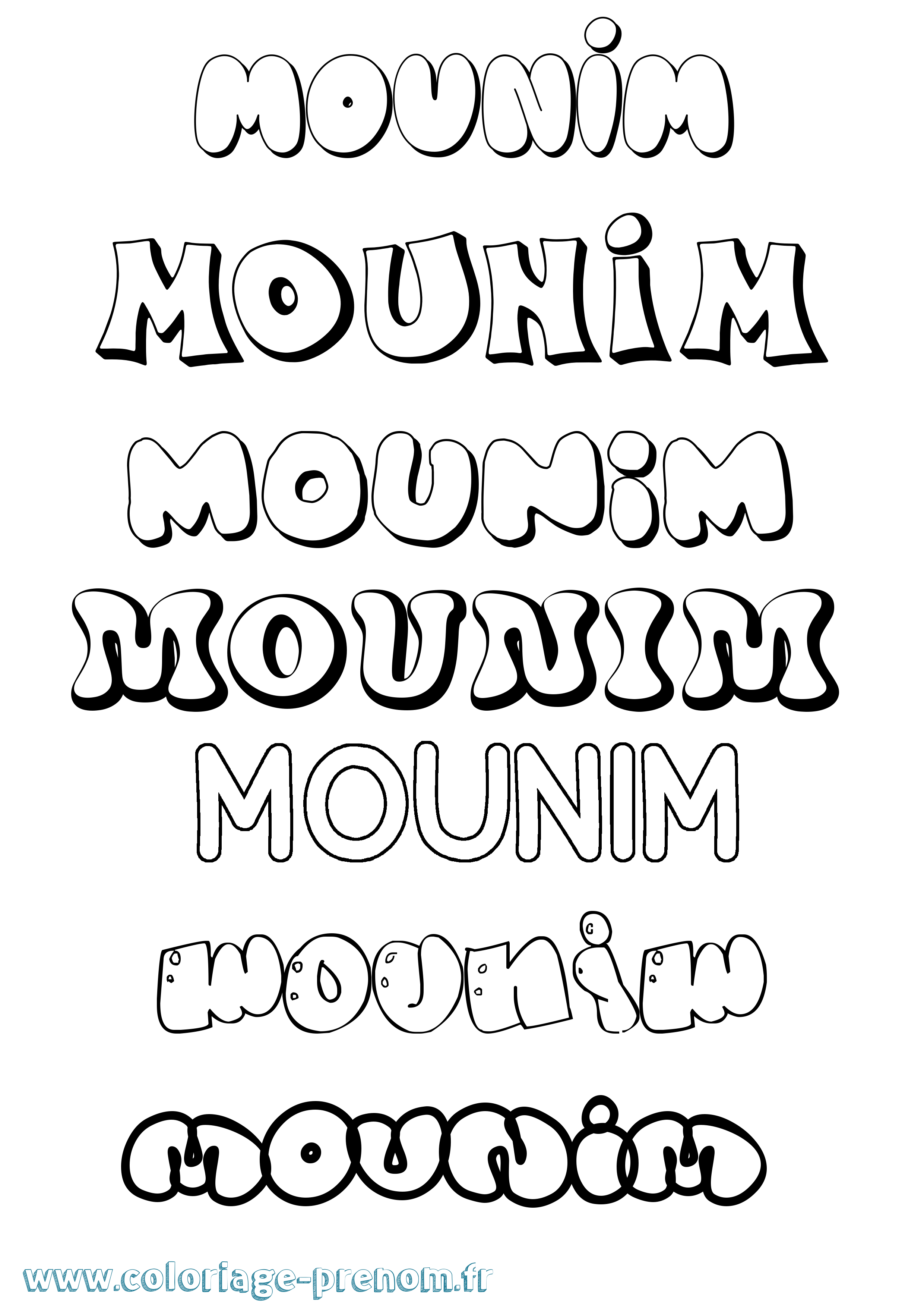 Coloriage Mounim Bubble Coloriage prénom Mounim Bubble