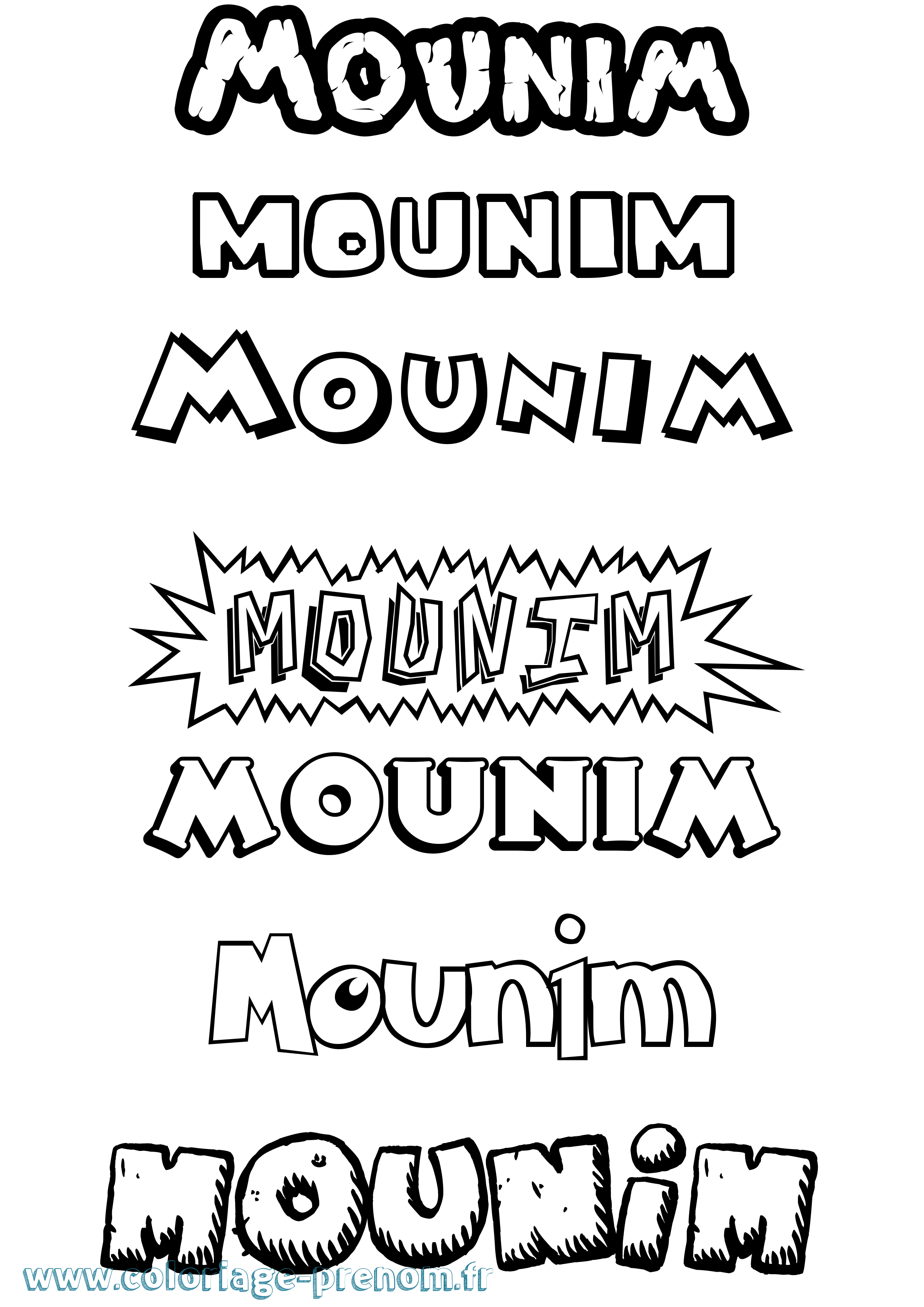 Coloriage Mounim Dessin Animé Coloriage prénom Mounim Dessin Animé